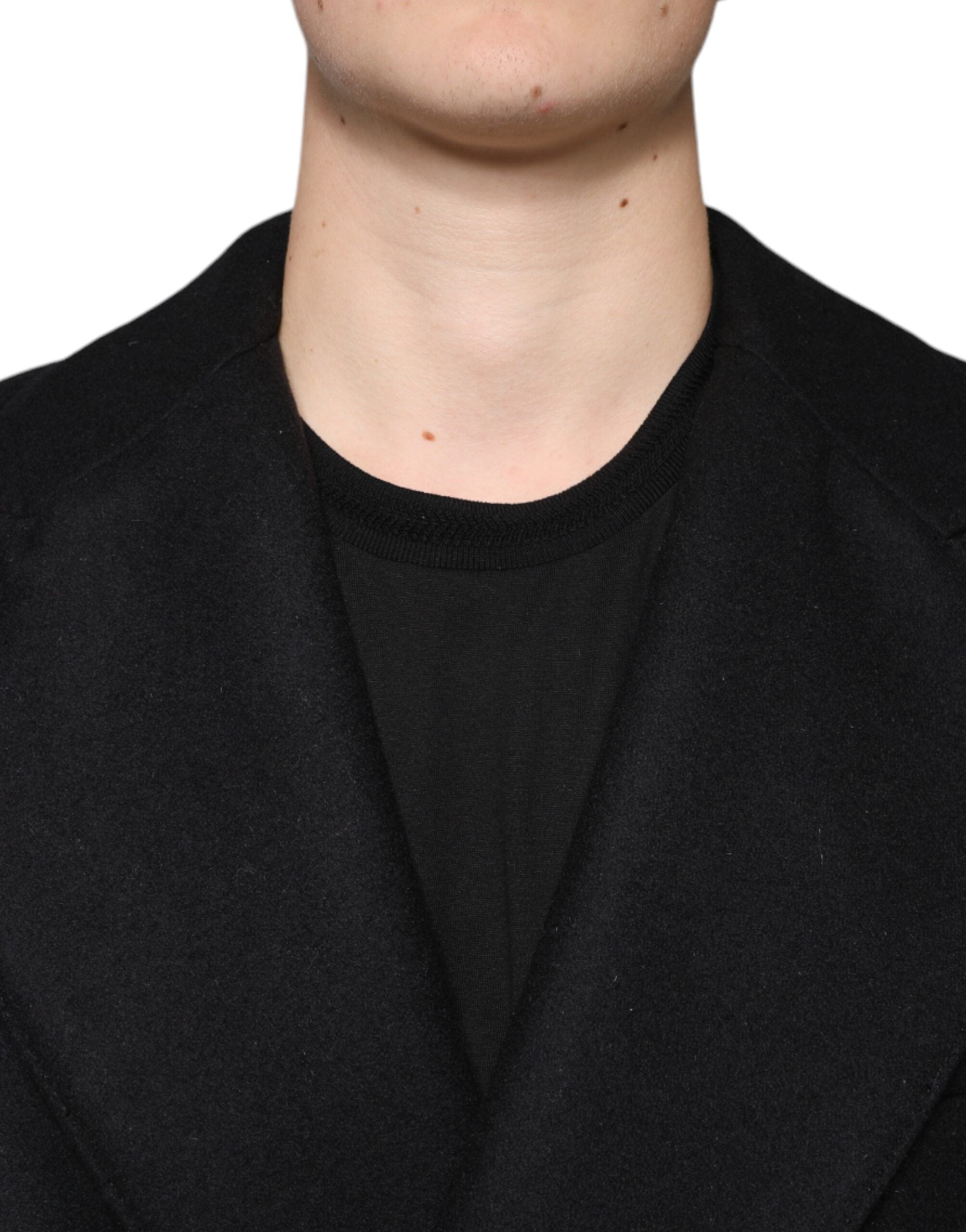 Black Wool Double Breasted Men Coat Jacket - ventzia