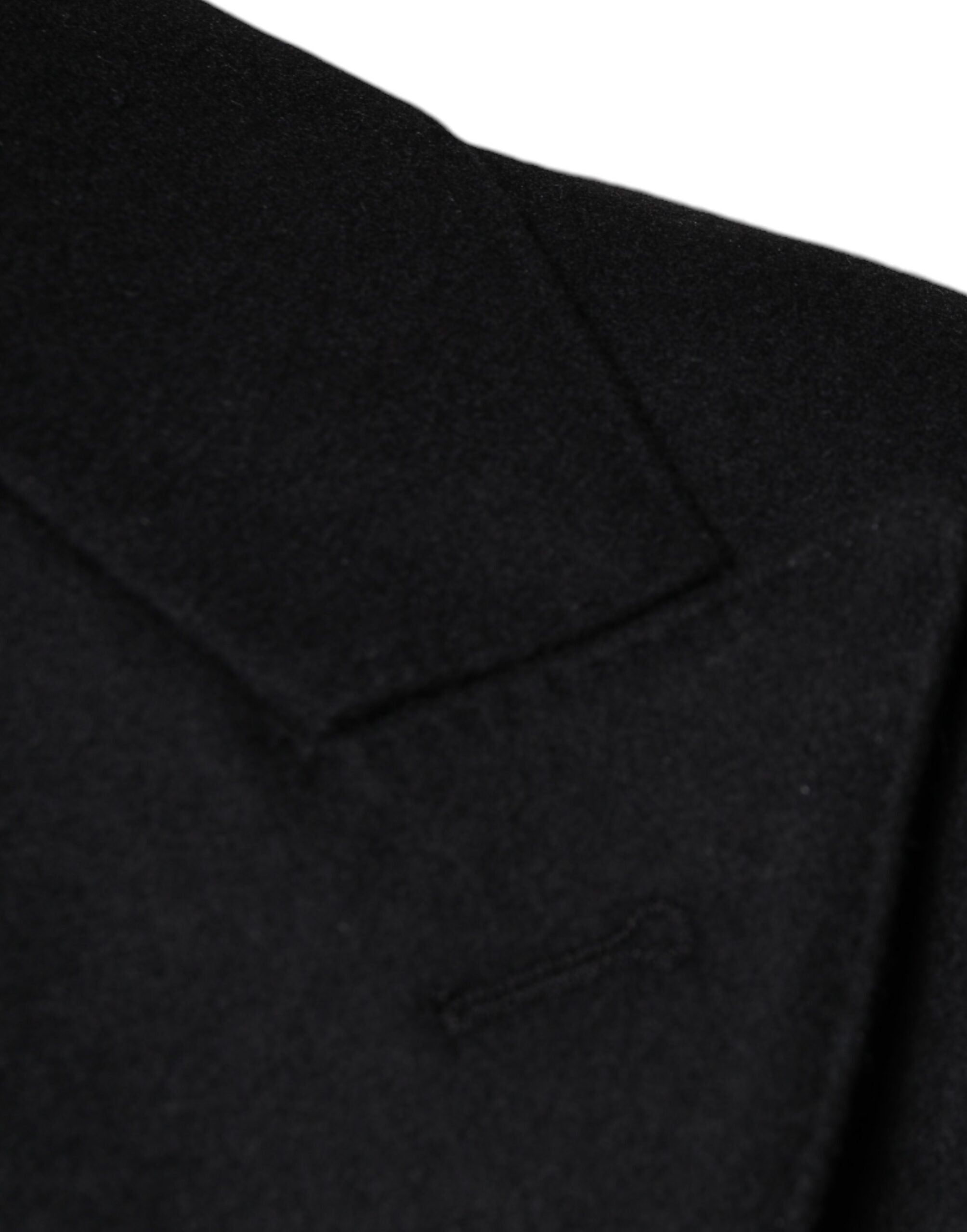 Black Wool Double Breasted Men Coat Jacket - ventzia