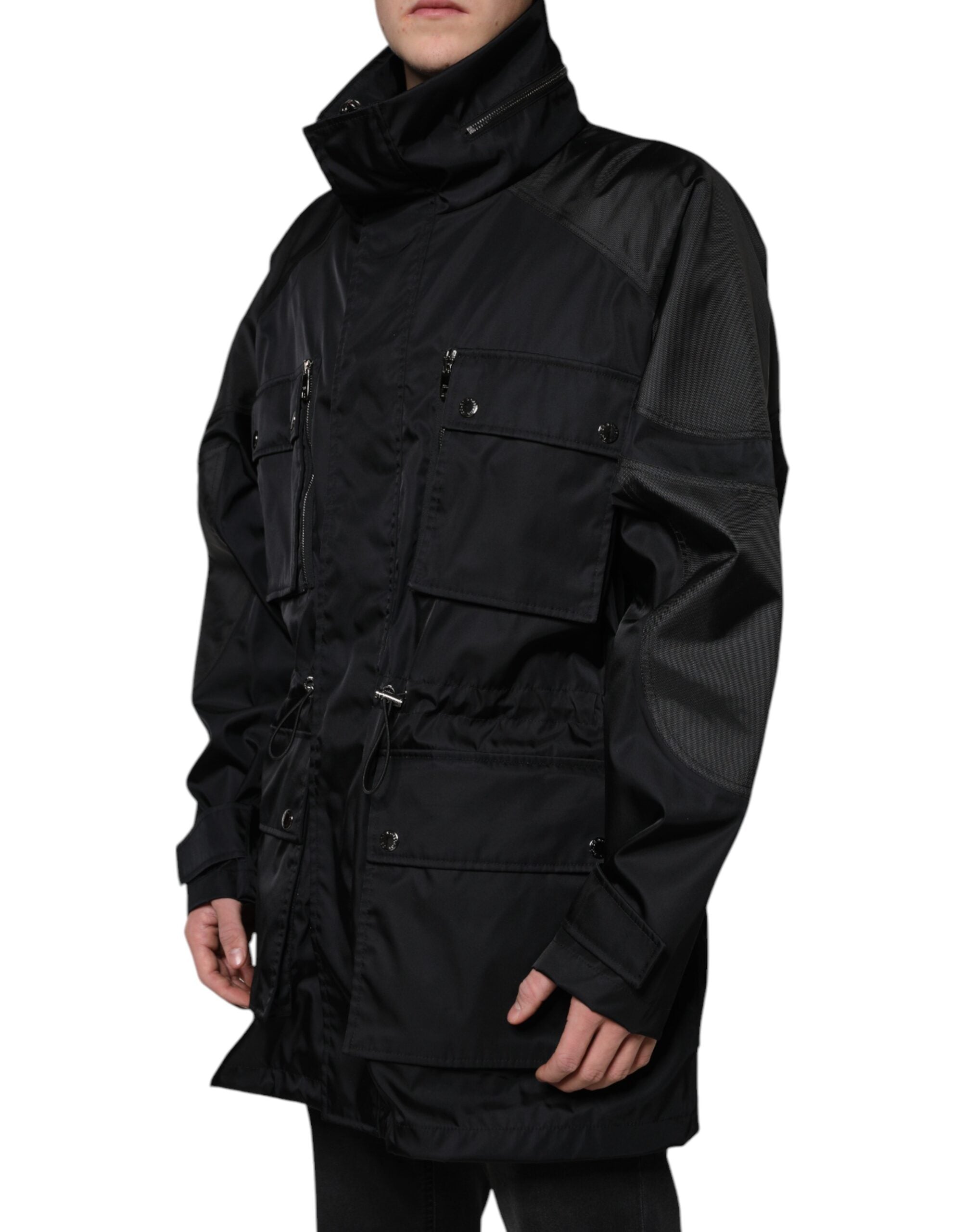 Black Nylon Winter Men Parka Coat Jacket - ventzia