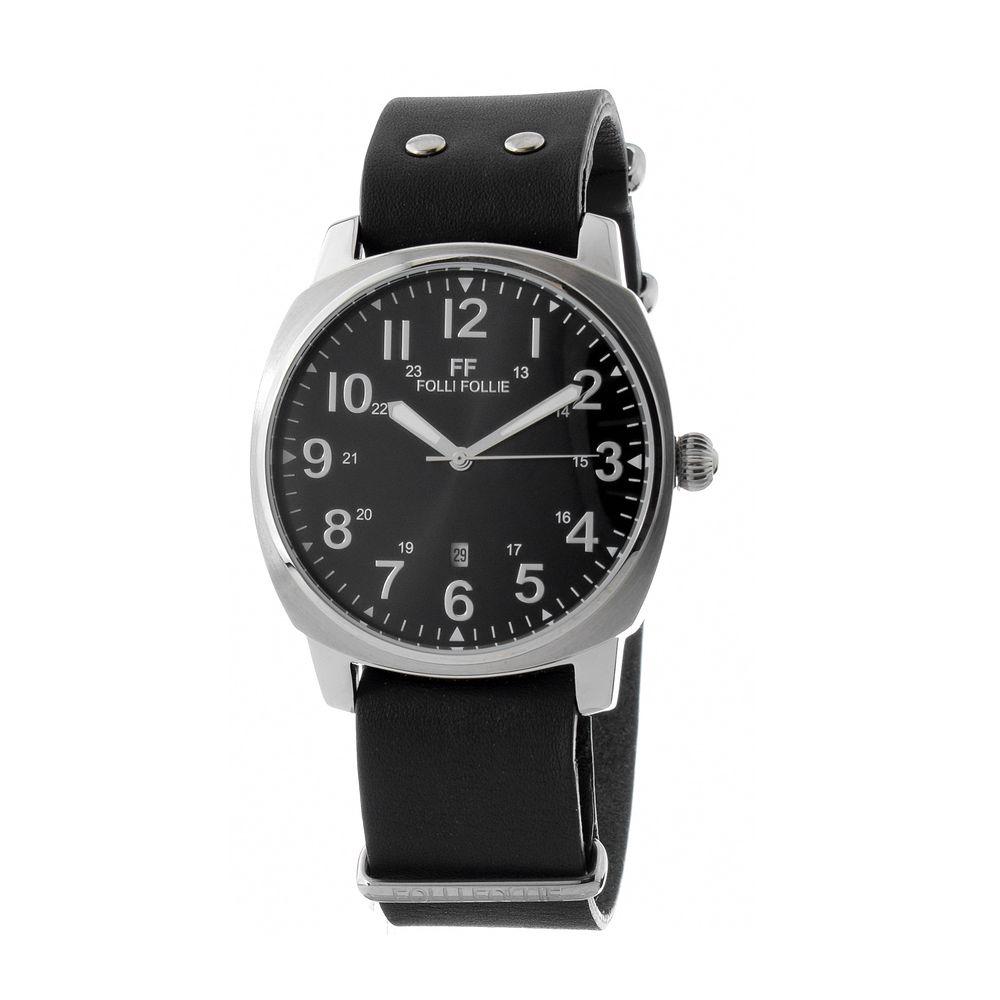 Black Leather Dress Watch