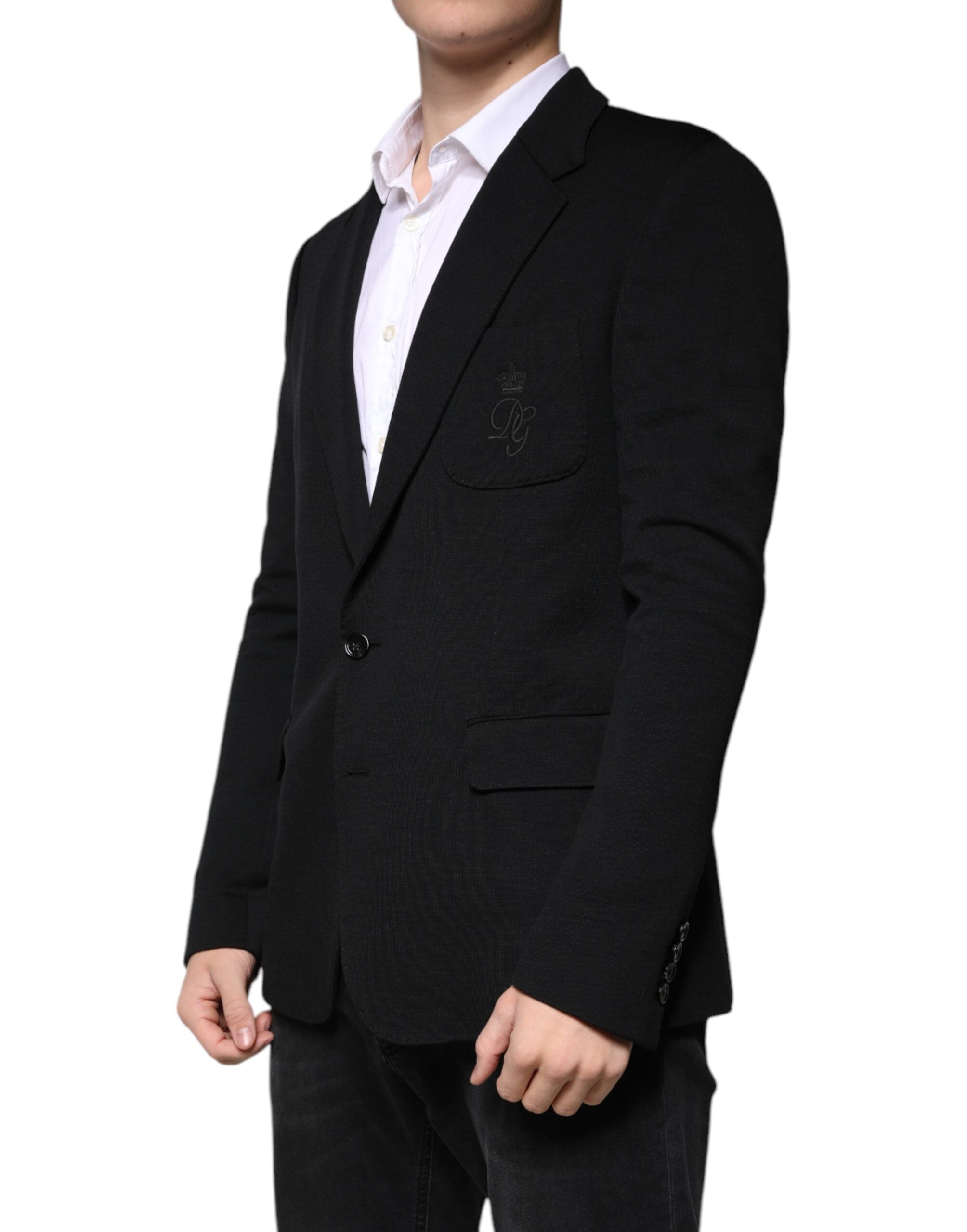 Black Wool Single Breasted Formal Blazer - ventzia