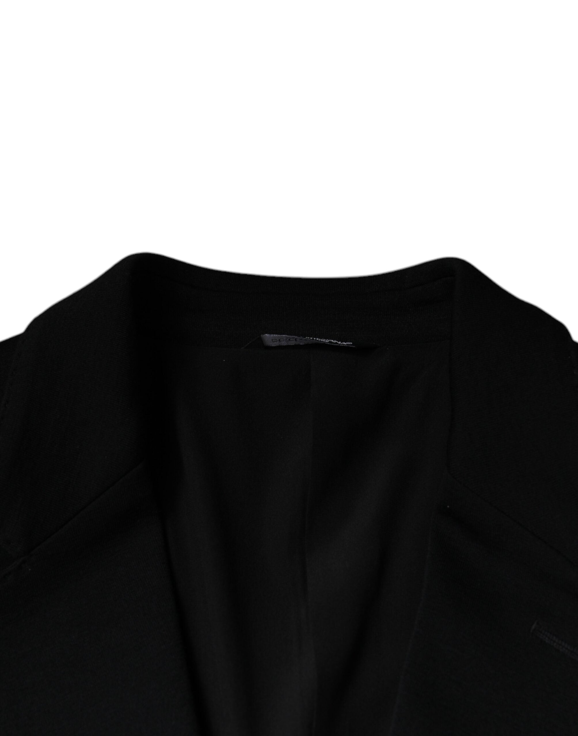 Black Wool Single Breasted Formal Blazer - ventzia