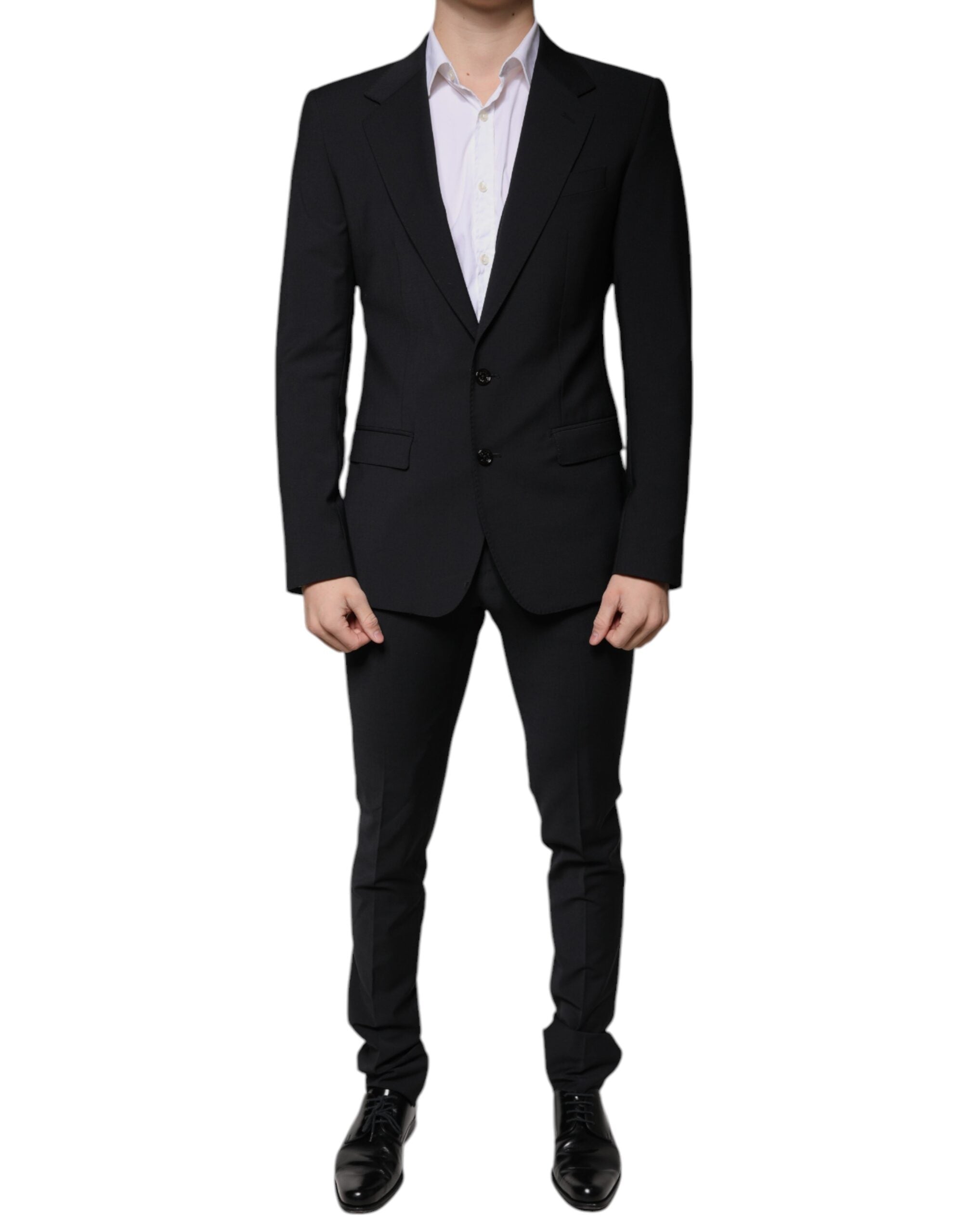 Black Wool 3 Piece Slim Fit Formal Men Suit - ventzia