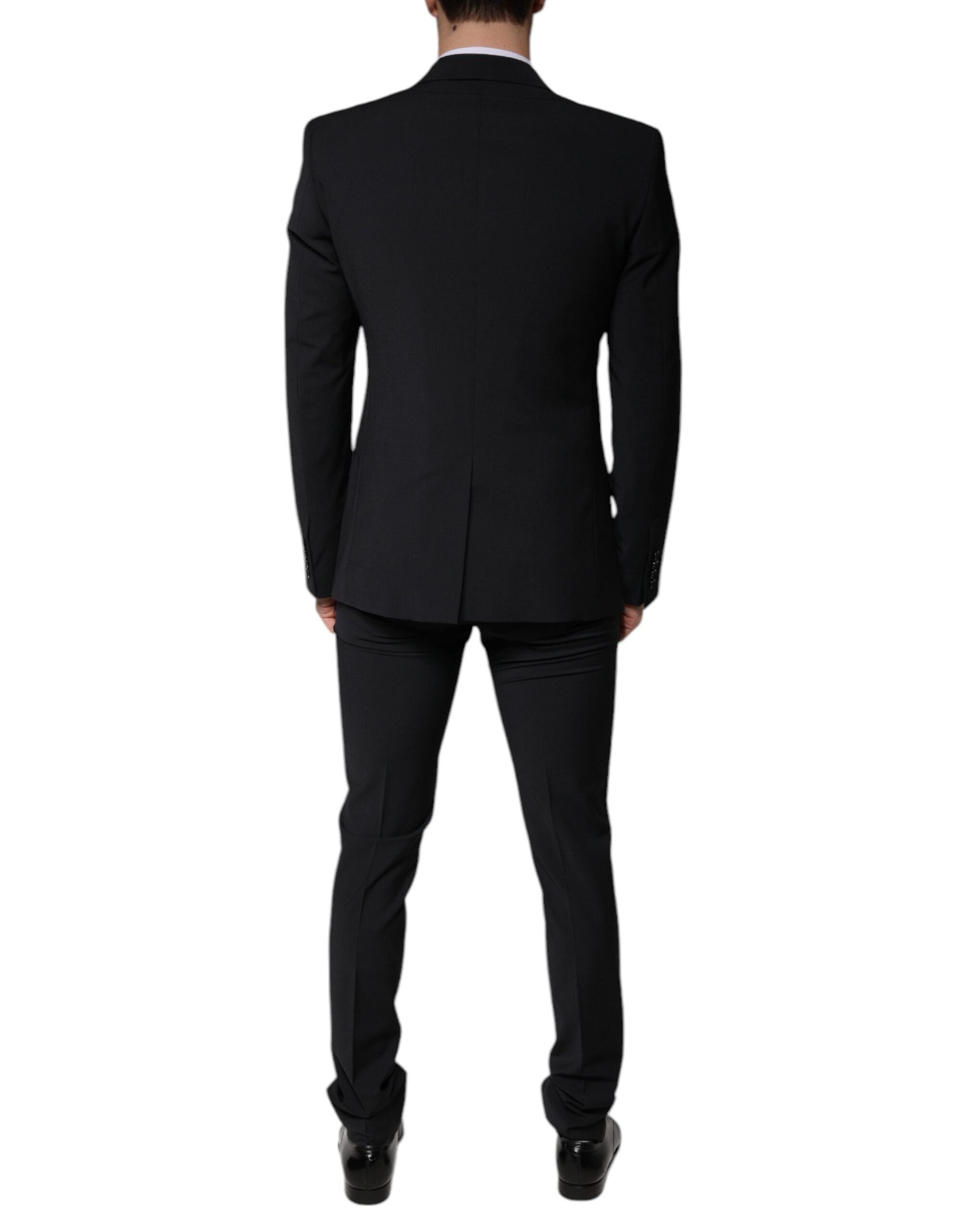 Black Wool 3 Piece Slim Fit Formal Men Suit - ventzia