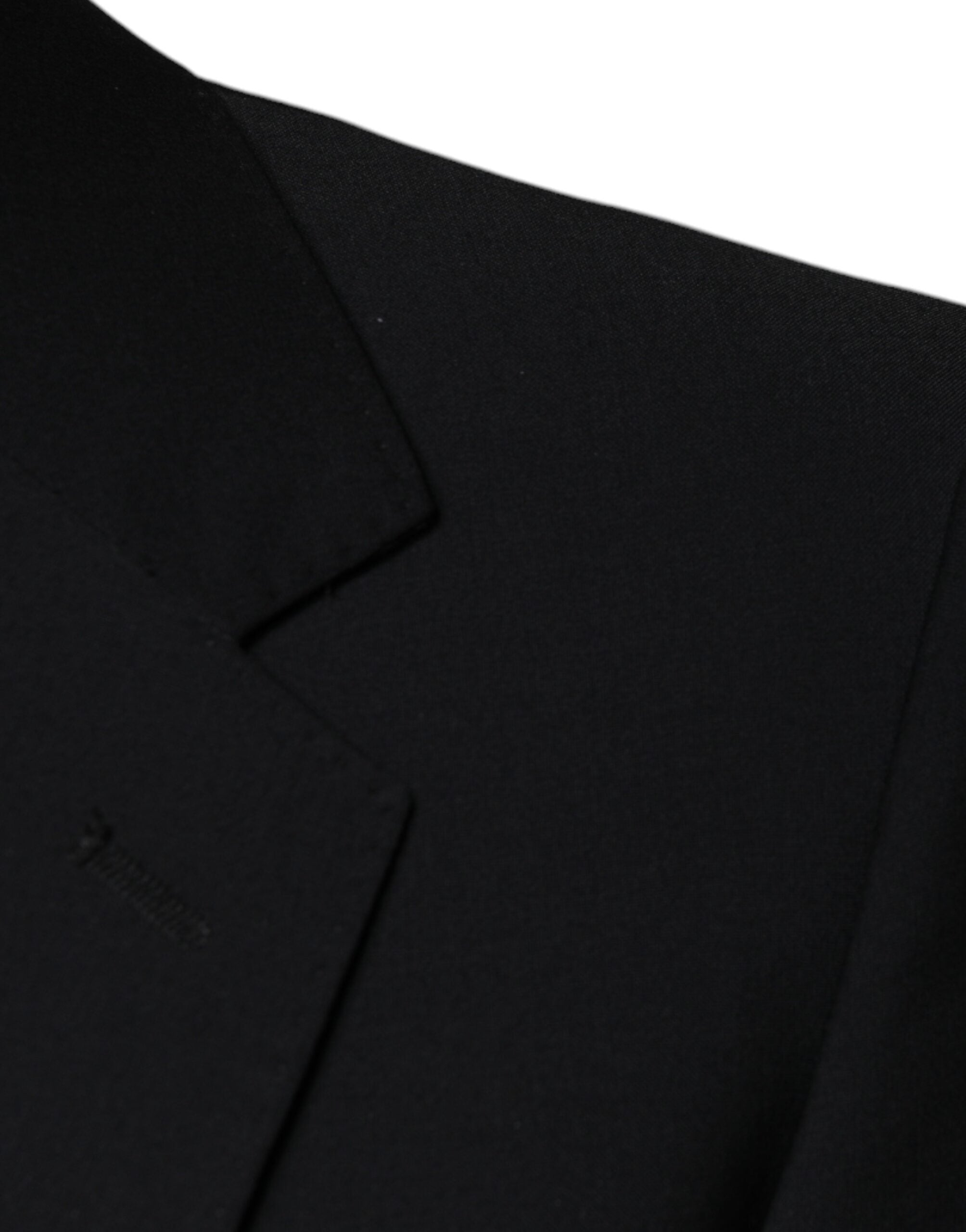 Black Wool 3 Piece Slim Fit Formal Men Suit - ventzia