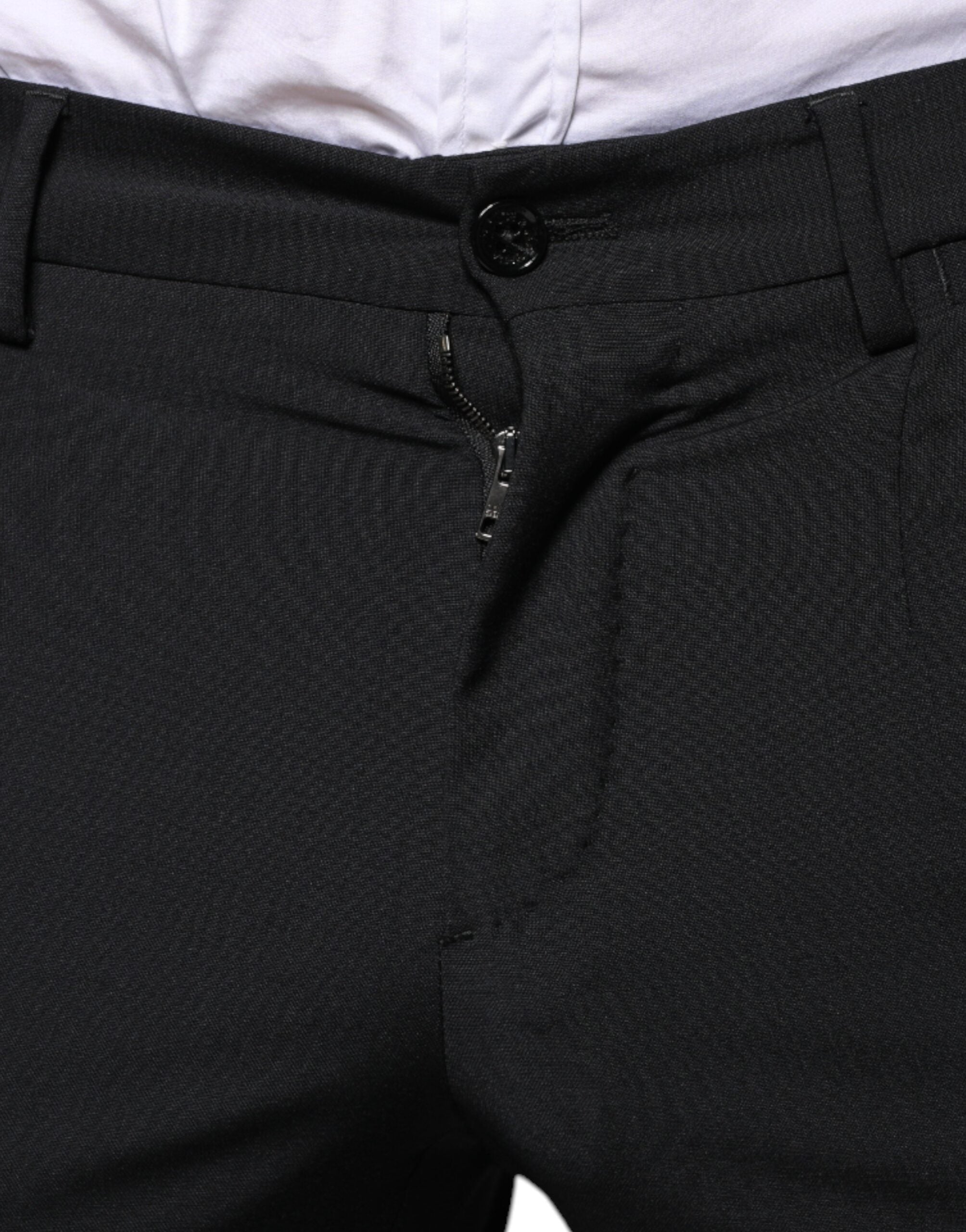 Black Wool 3 Piece Slim Fit Formal Men Suit - ventzia