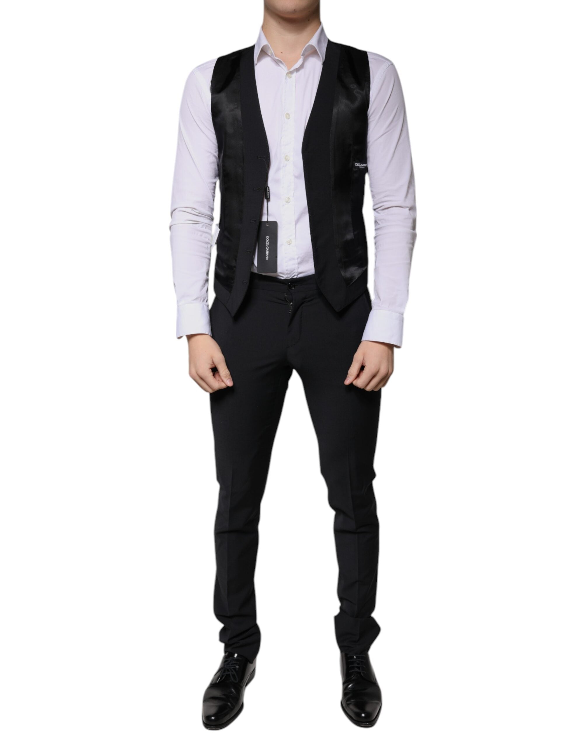 Black Wool 3 Piece Slim Fit Formal Men Suit - ventzia