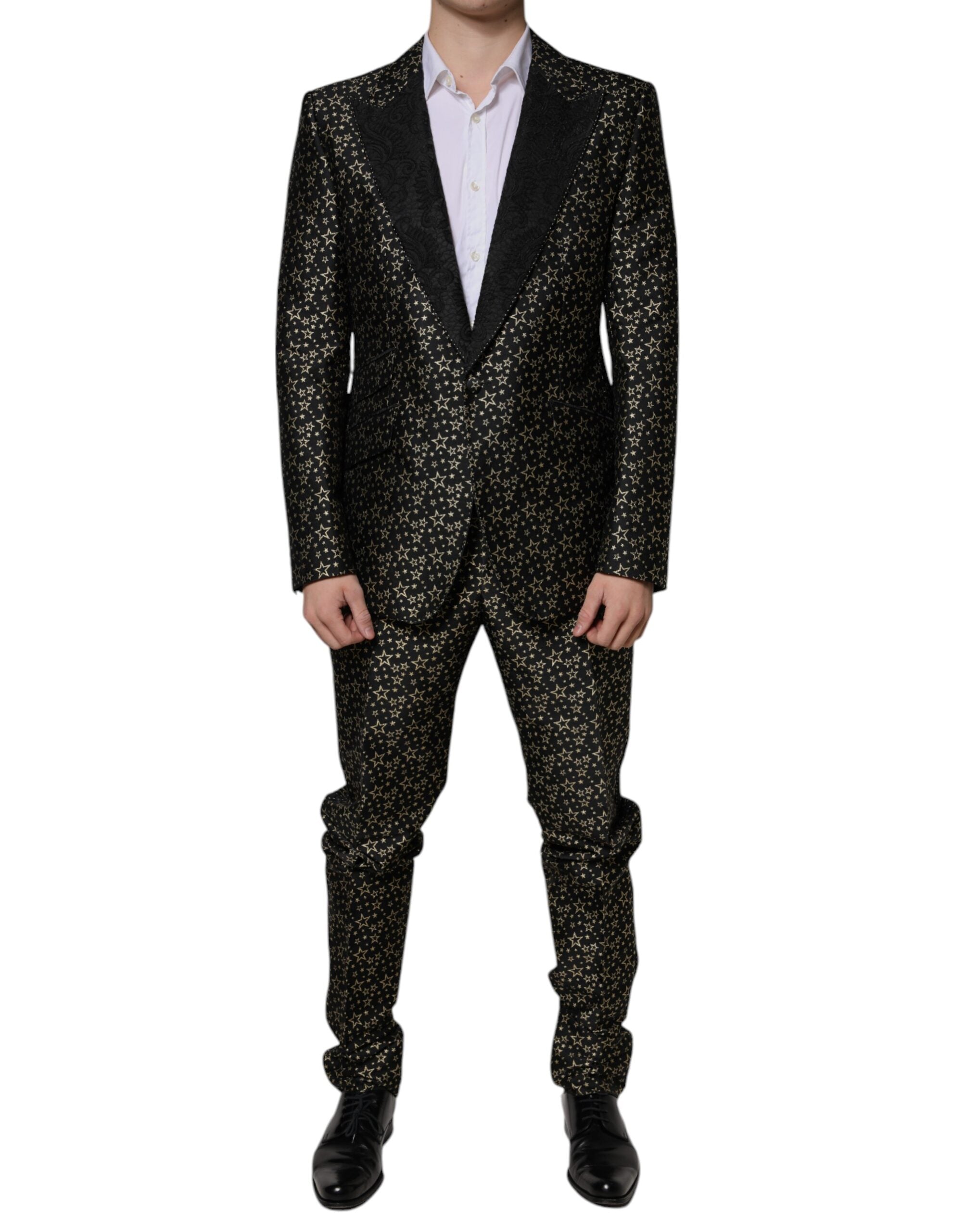 Black Stars Jacquard SICILIA 2 Piece Suit - ventzia