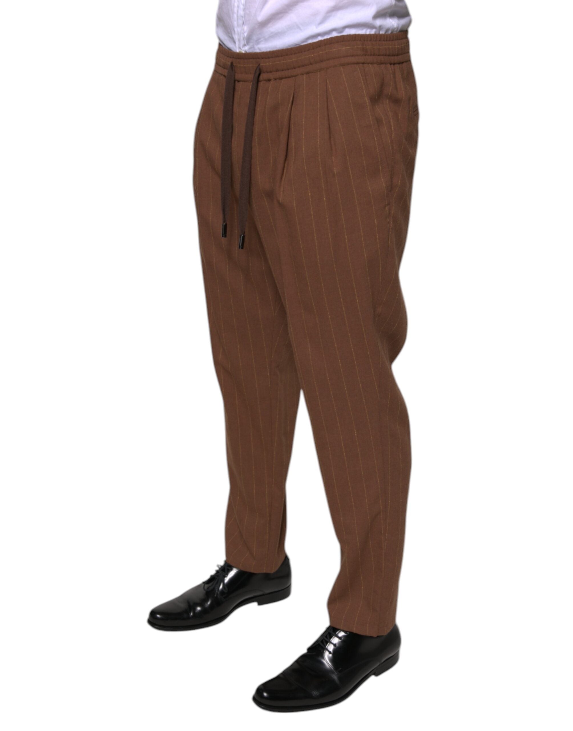 Brown Stripes Skinny Men Dress Pants - ventzia