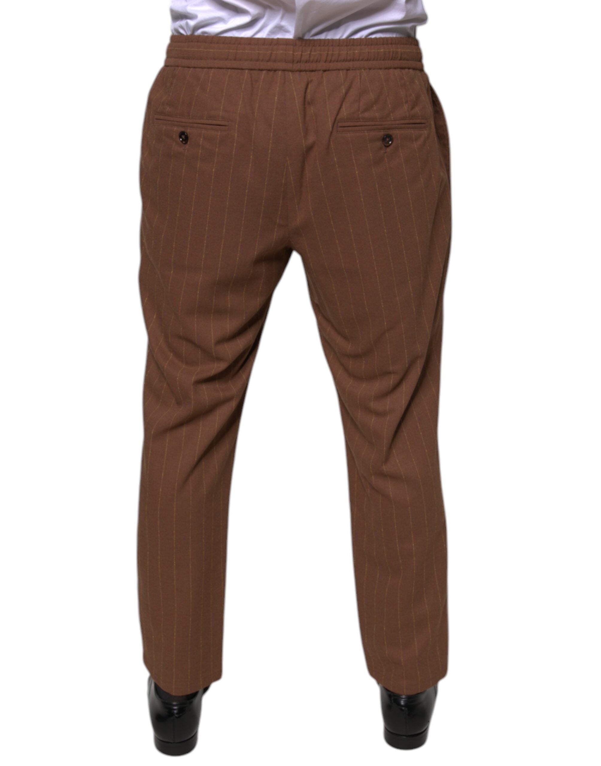 Brown Stripes Skinny Men Dress Pants - ventzia