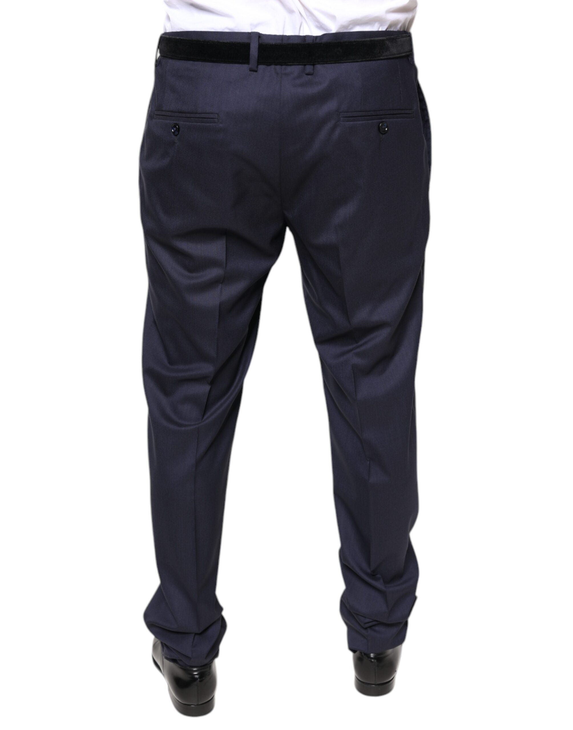 Blue Wool Skinny Formal Dress Pants - ventzia