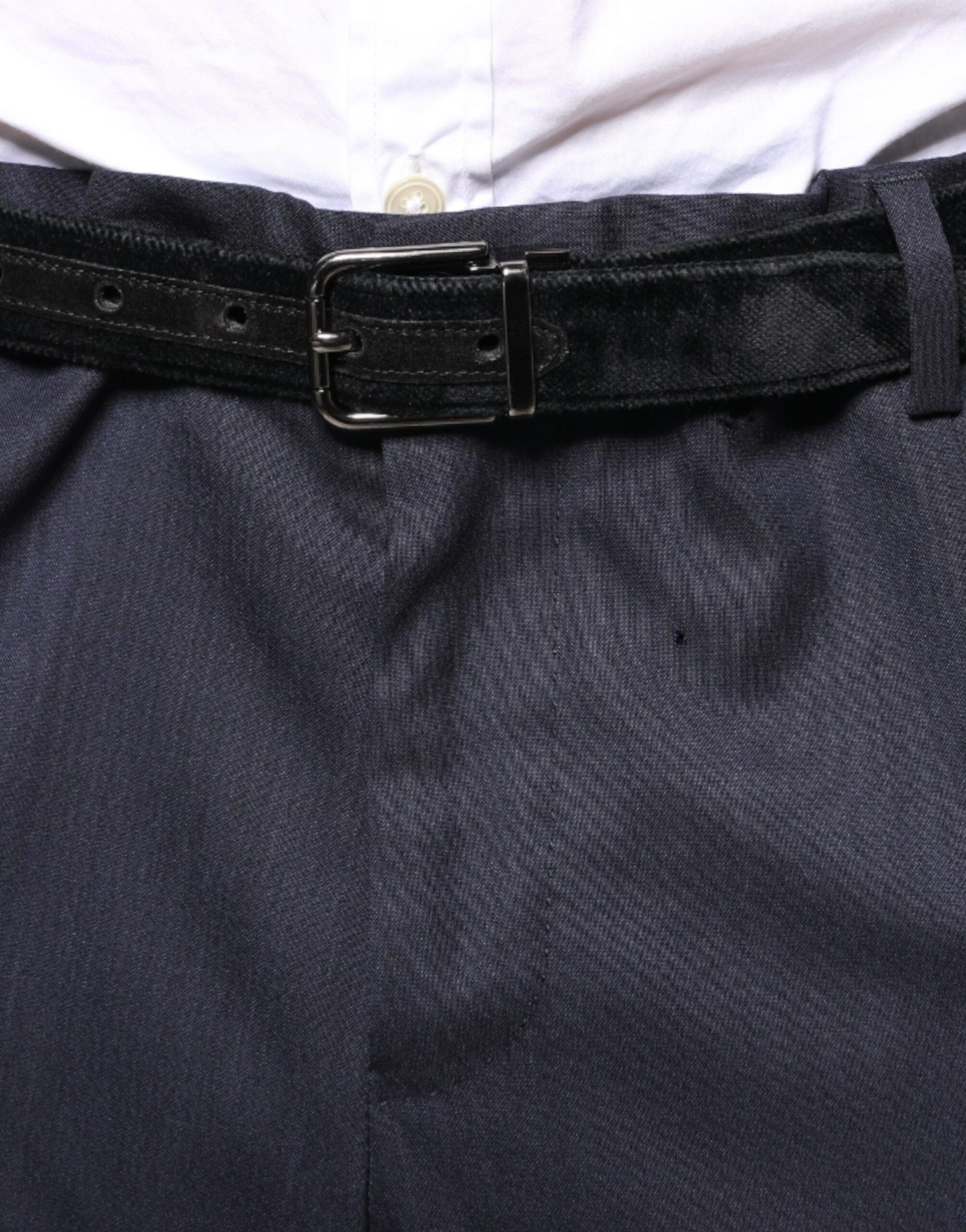 Blue Wool Skinny Formal Dress Pants - ventzia