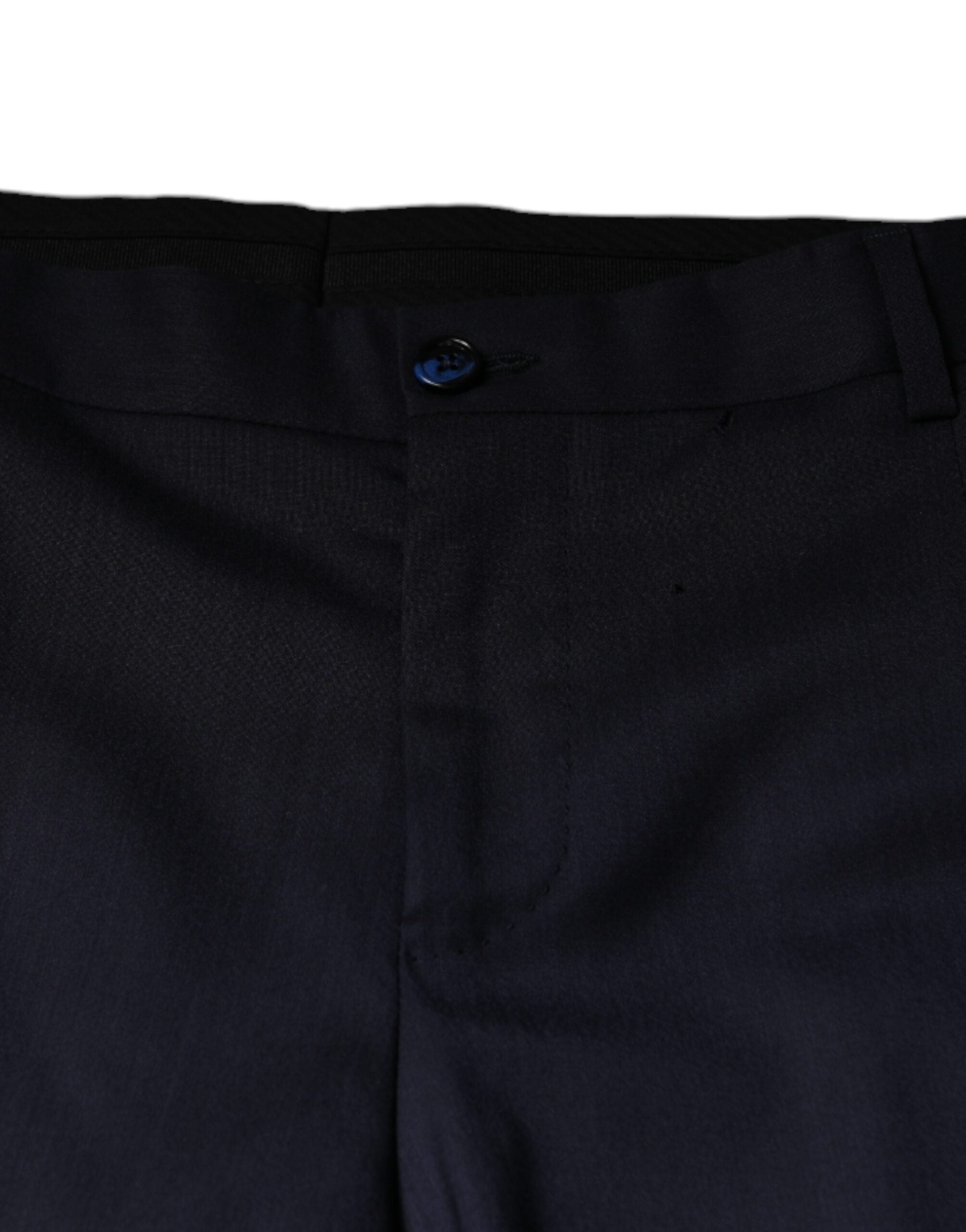 Blue Wool Skinny Formal Dress Pants - ventzia