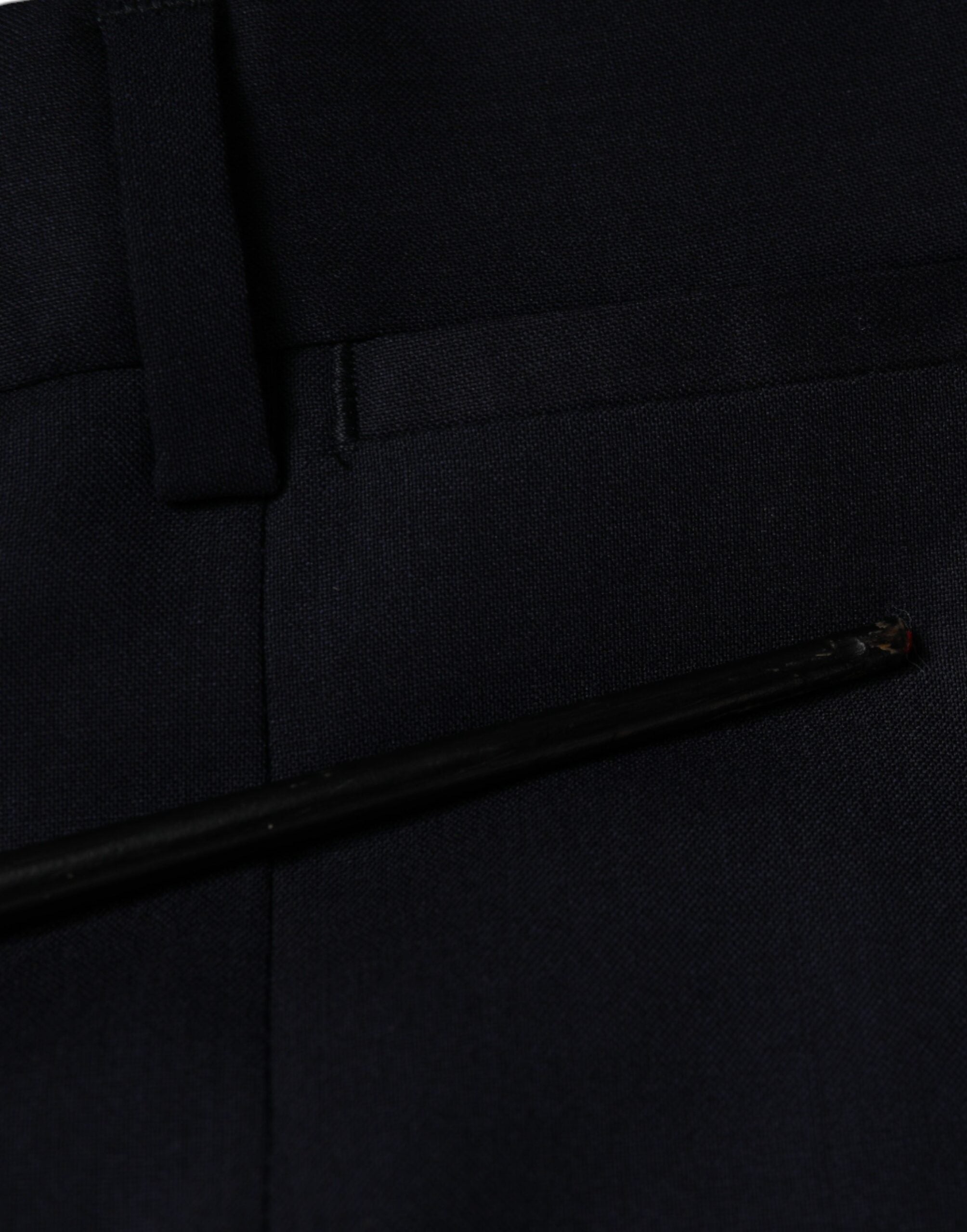 Blue Wool Skinny Formal Dress Pants - ventzia