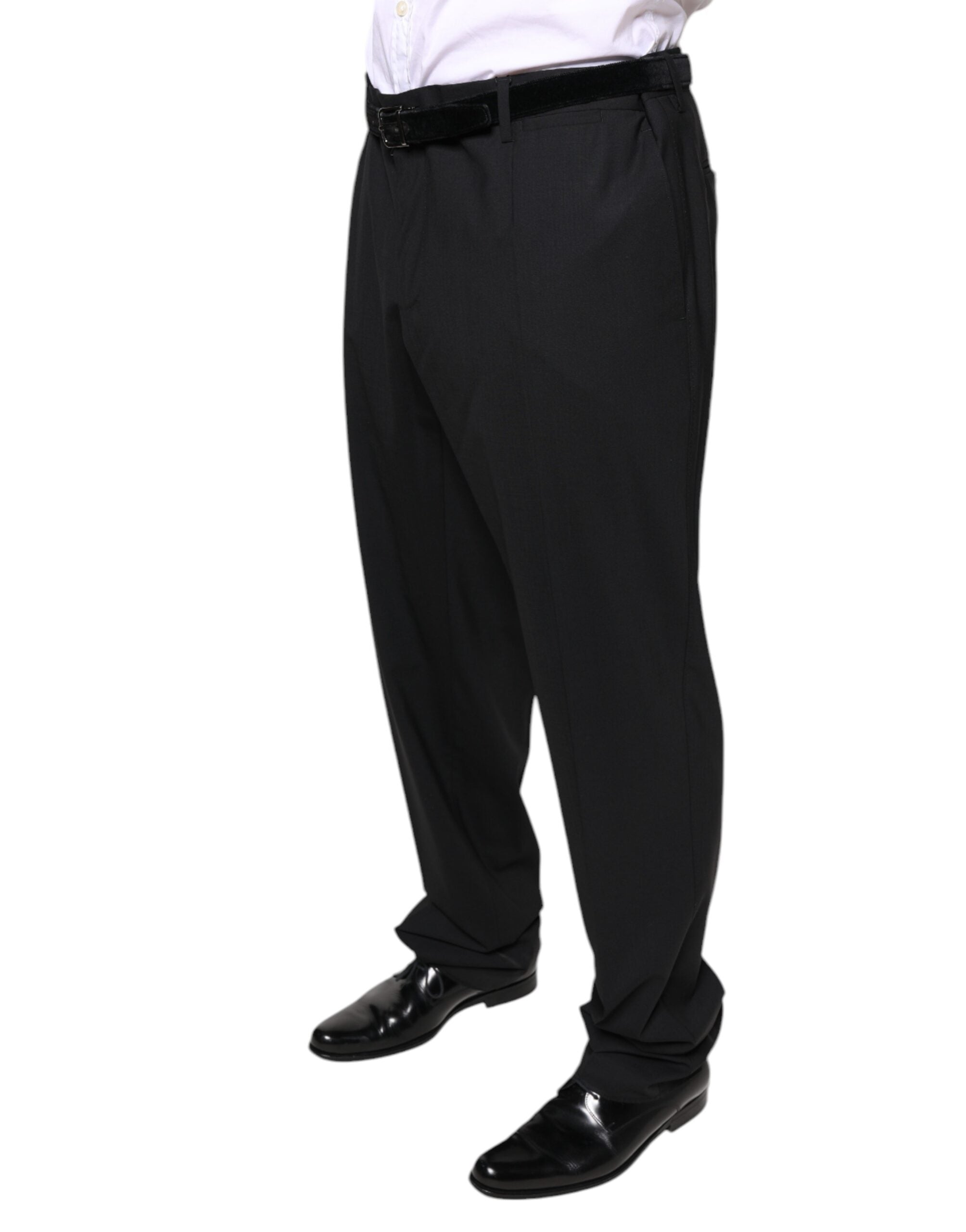 Black Wool Men Formal Dress Pants - ventzia