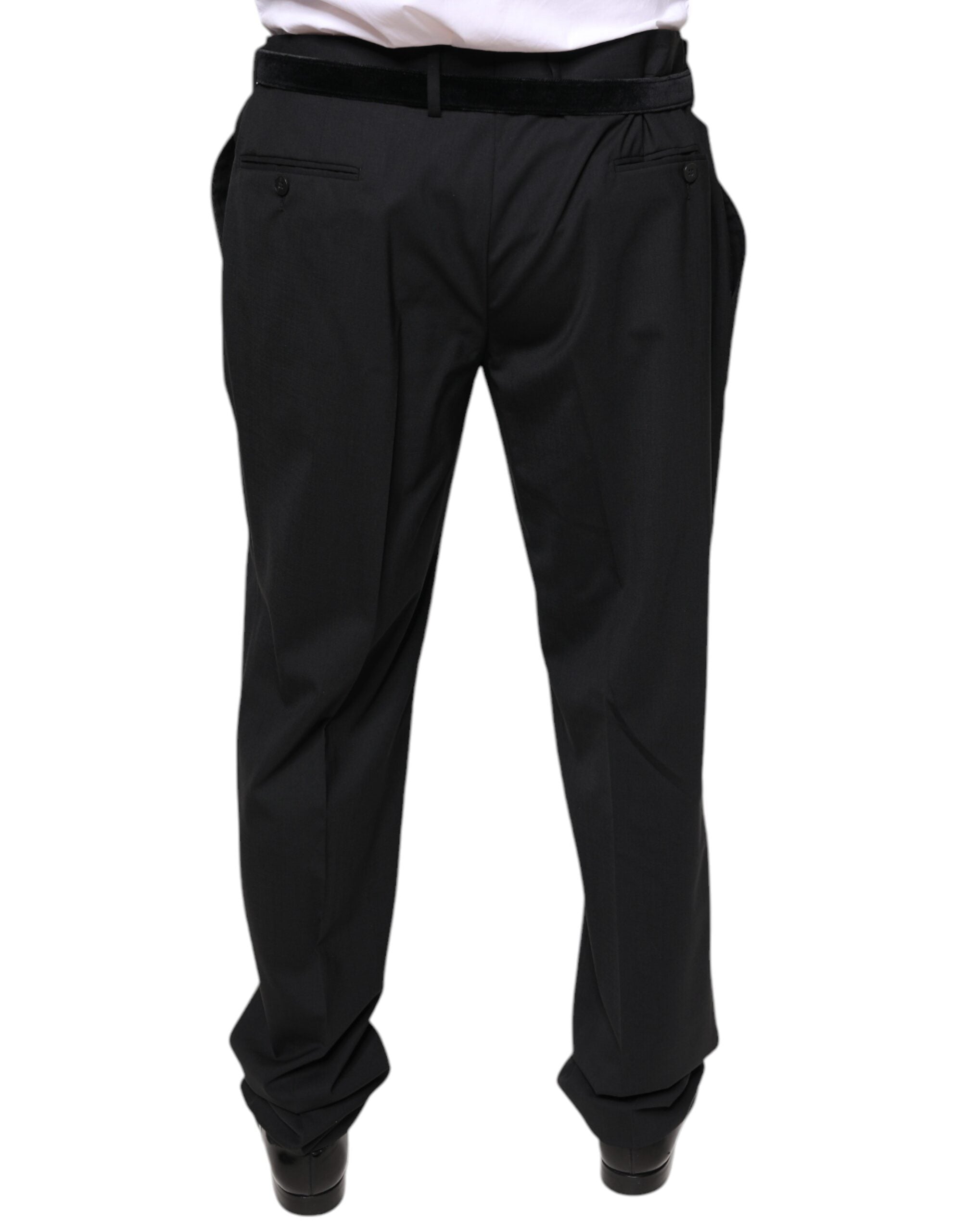 Black Wool Men Formal Dress Pants - ventzia