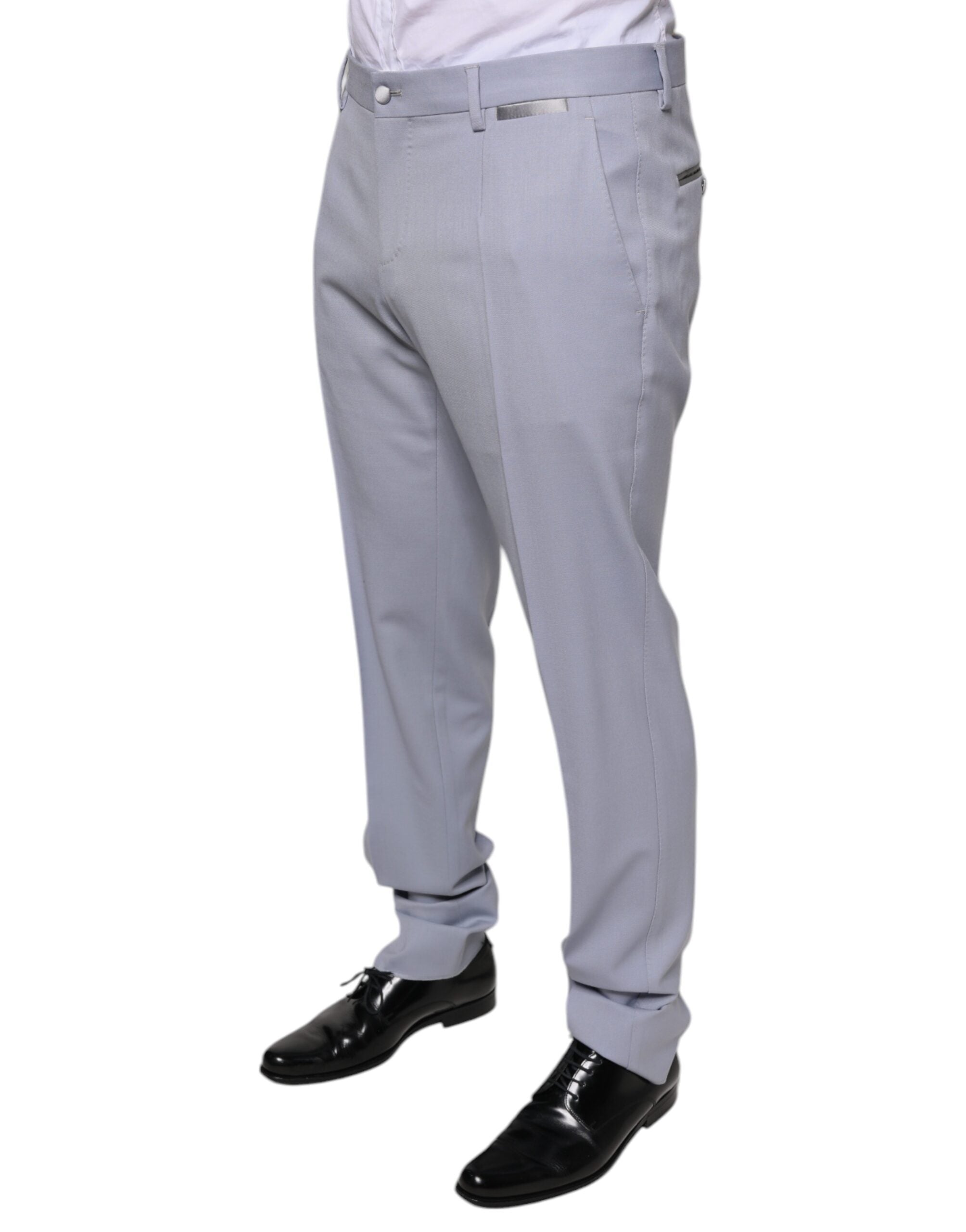 Light Gray Wool Formal Dress Pants - ventzia