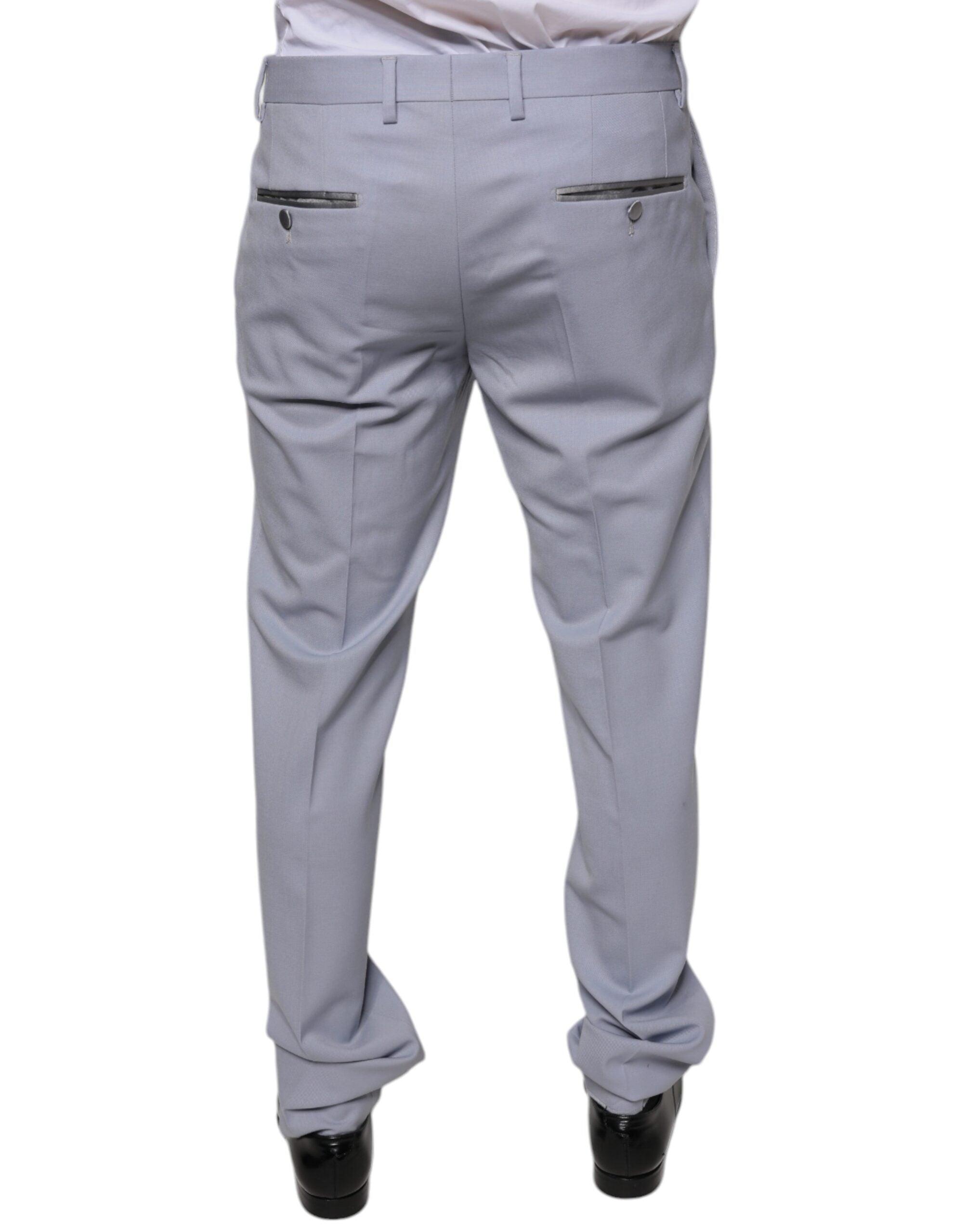 Light Gray Wool Formal Dress Pants - ventzia