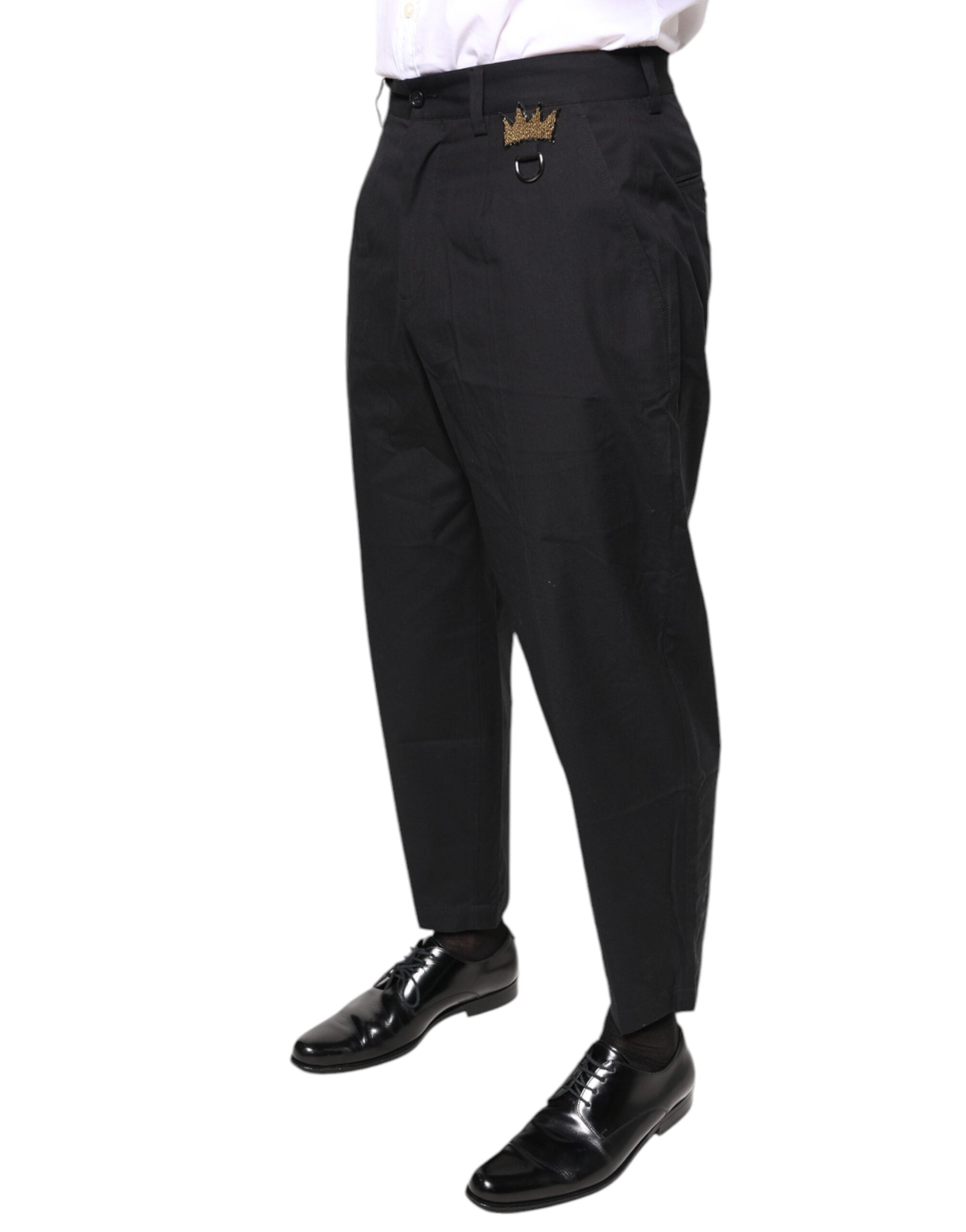 Black Crown Cotton Dress Pants - ventzia