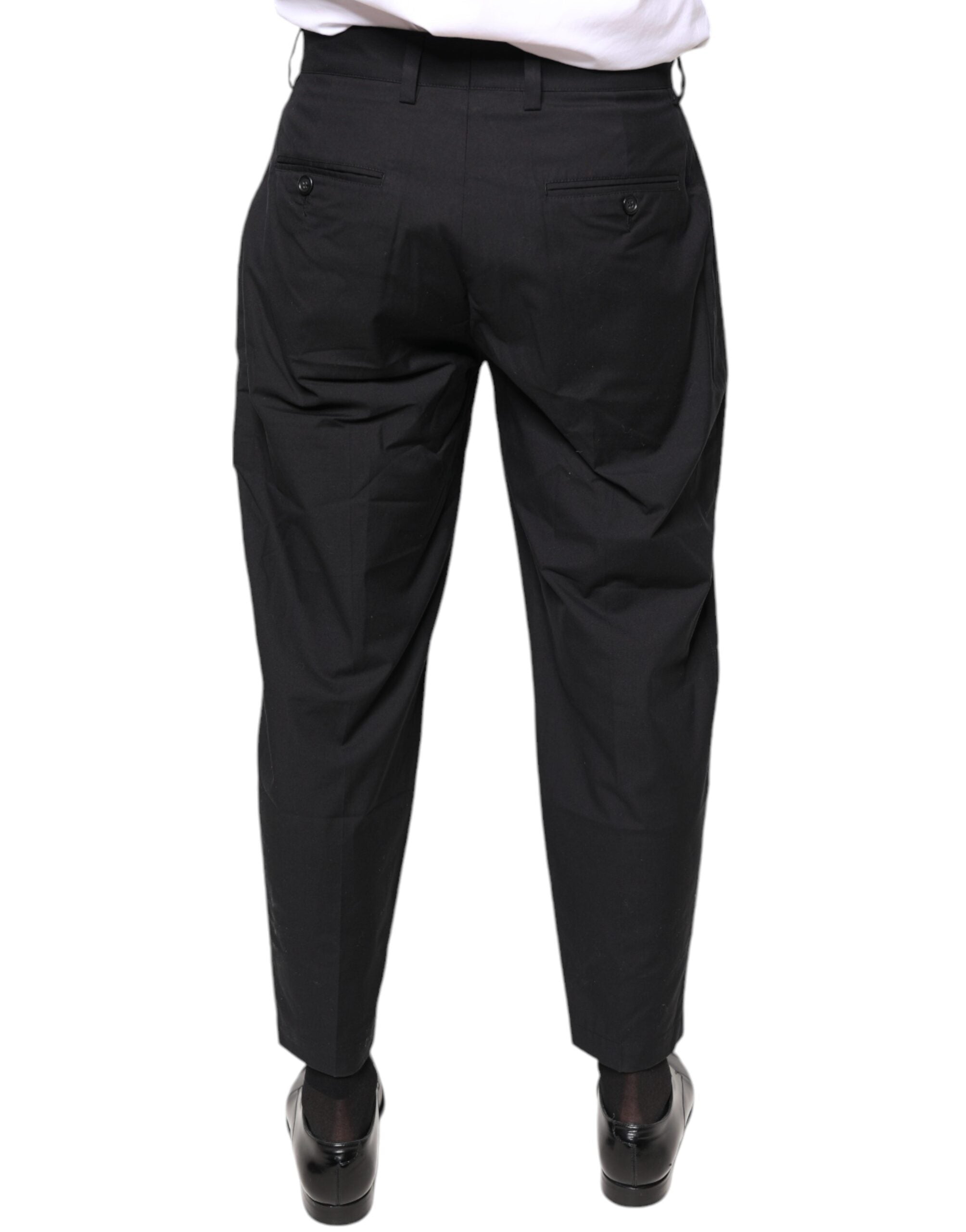Black Crown Cotton Dress Pants - ventzia