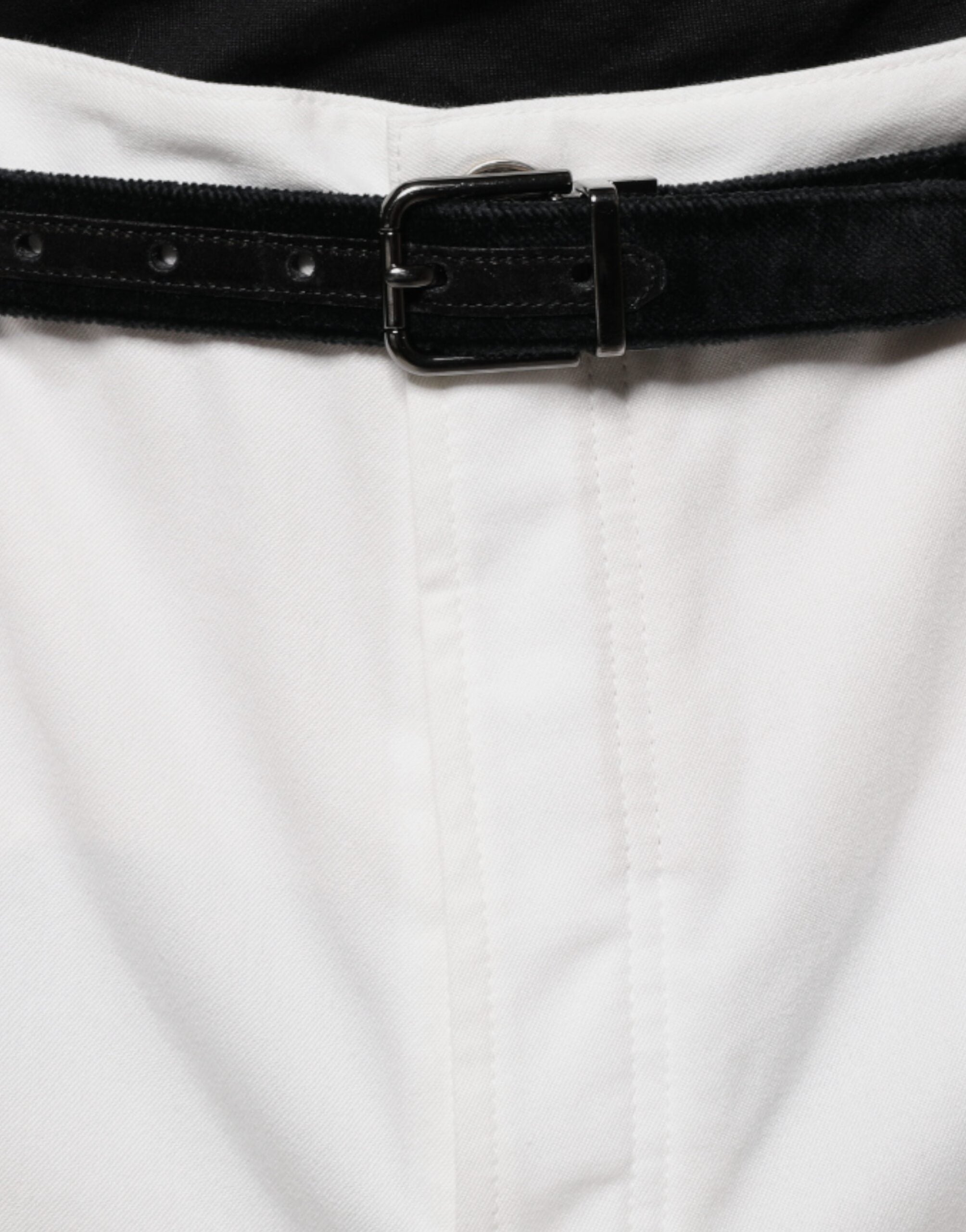 White Cotton Men Dress Tapered Pants - ventzia