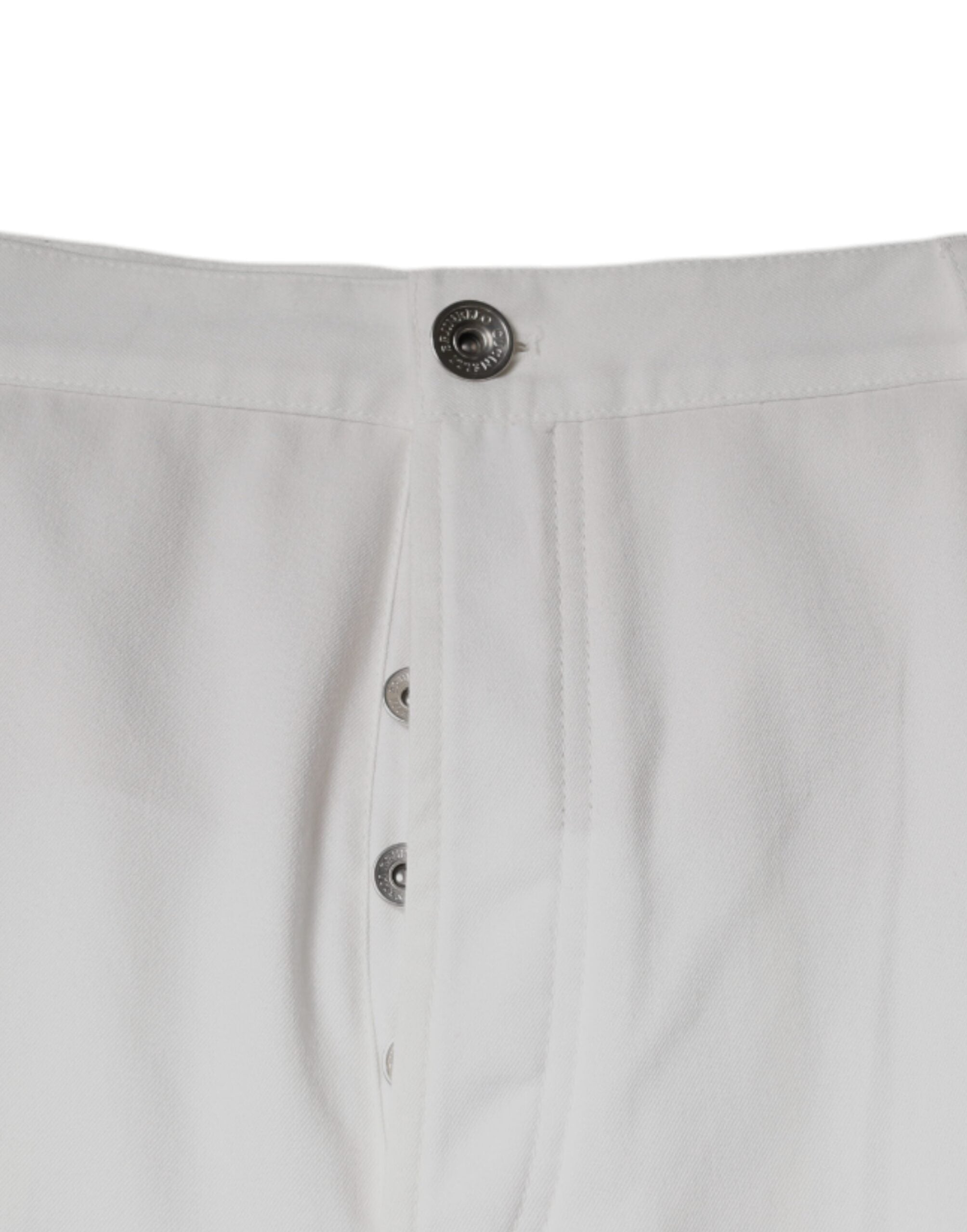 White Cotton Men Dress Tapered Pants - ventzia