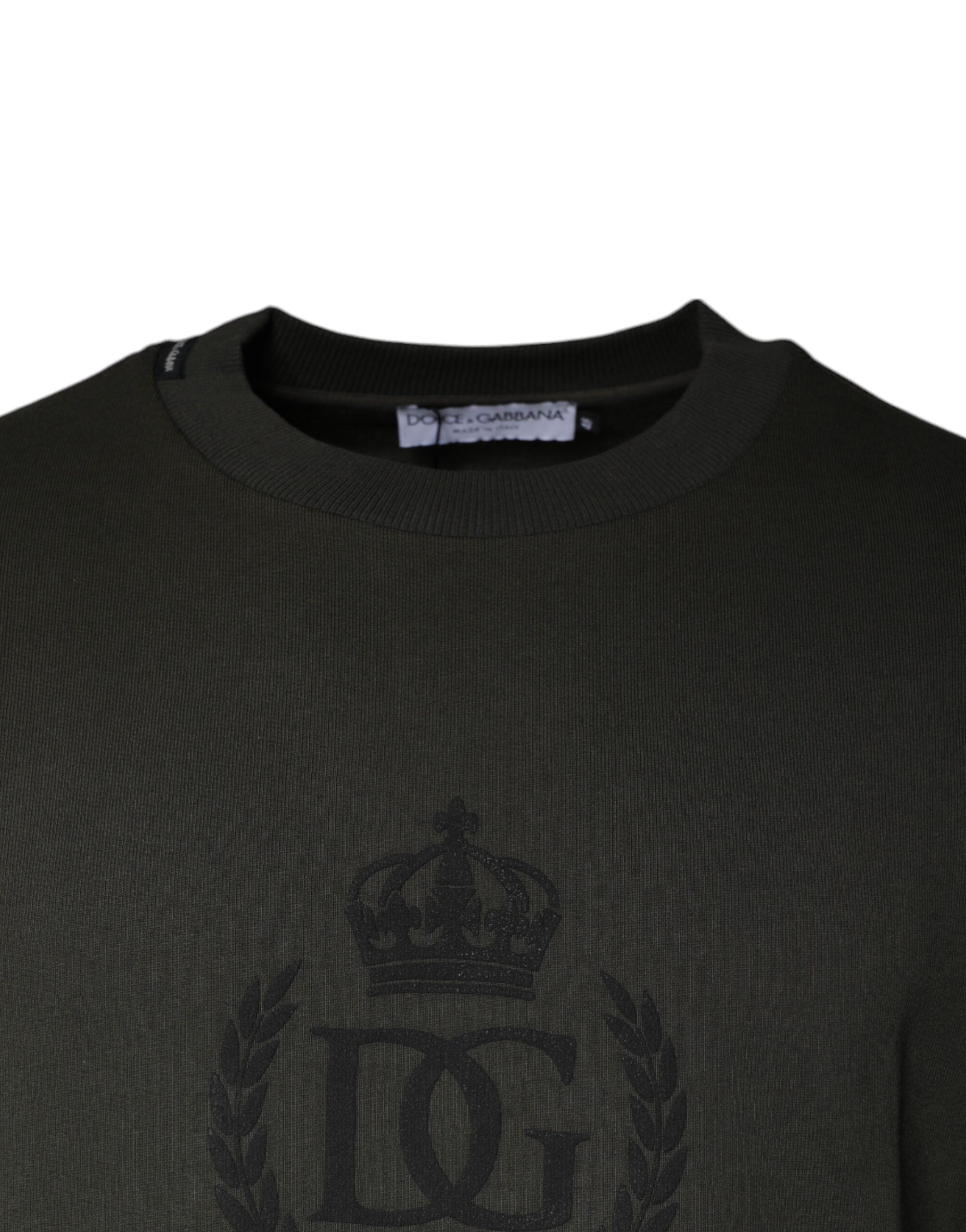Army Green Crown Cotton Sweatshirt Sweater - ventzia
