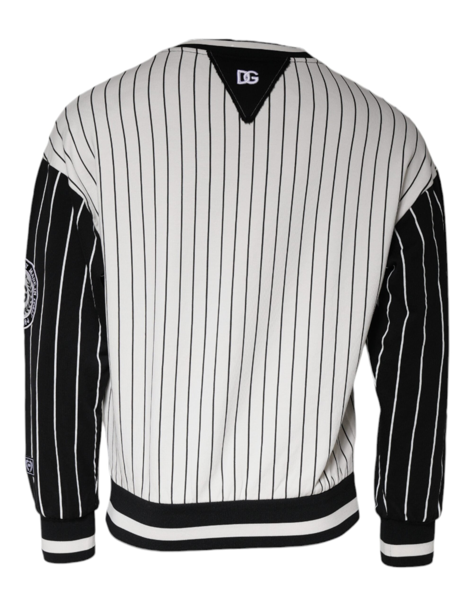 Black White Stripes Logo Sweatshirt Sweater - ventzia