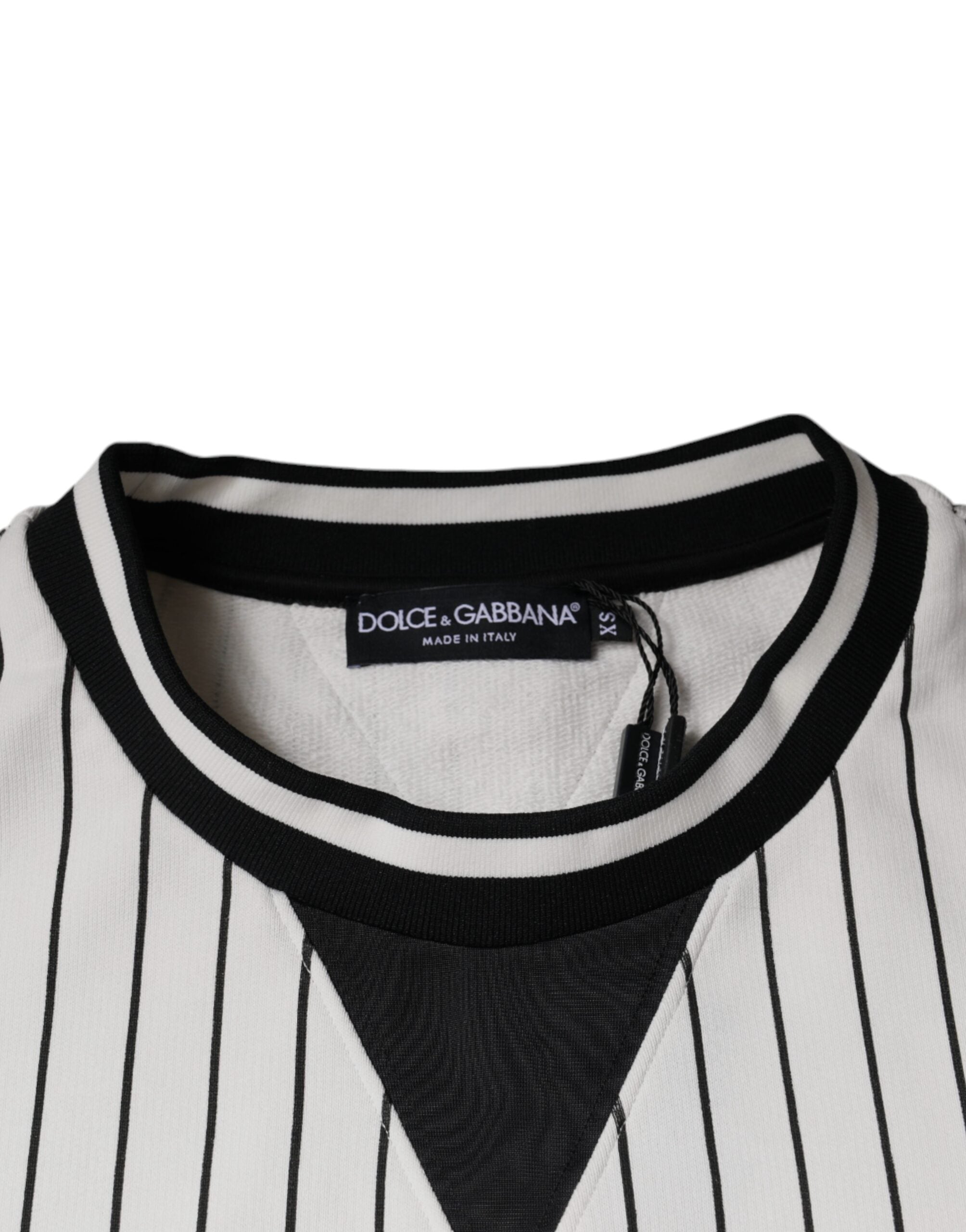 Black White Stripes Logo Sweatshirt Sweater - ventzia