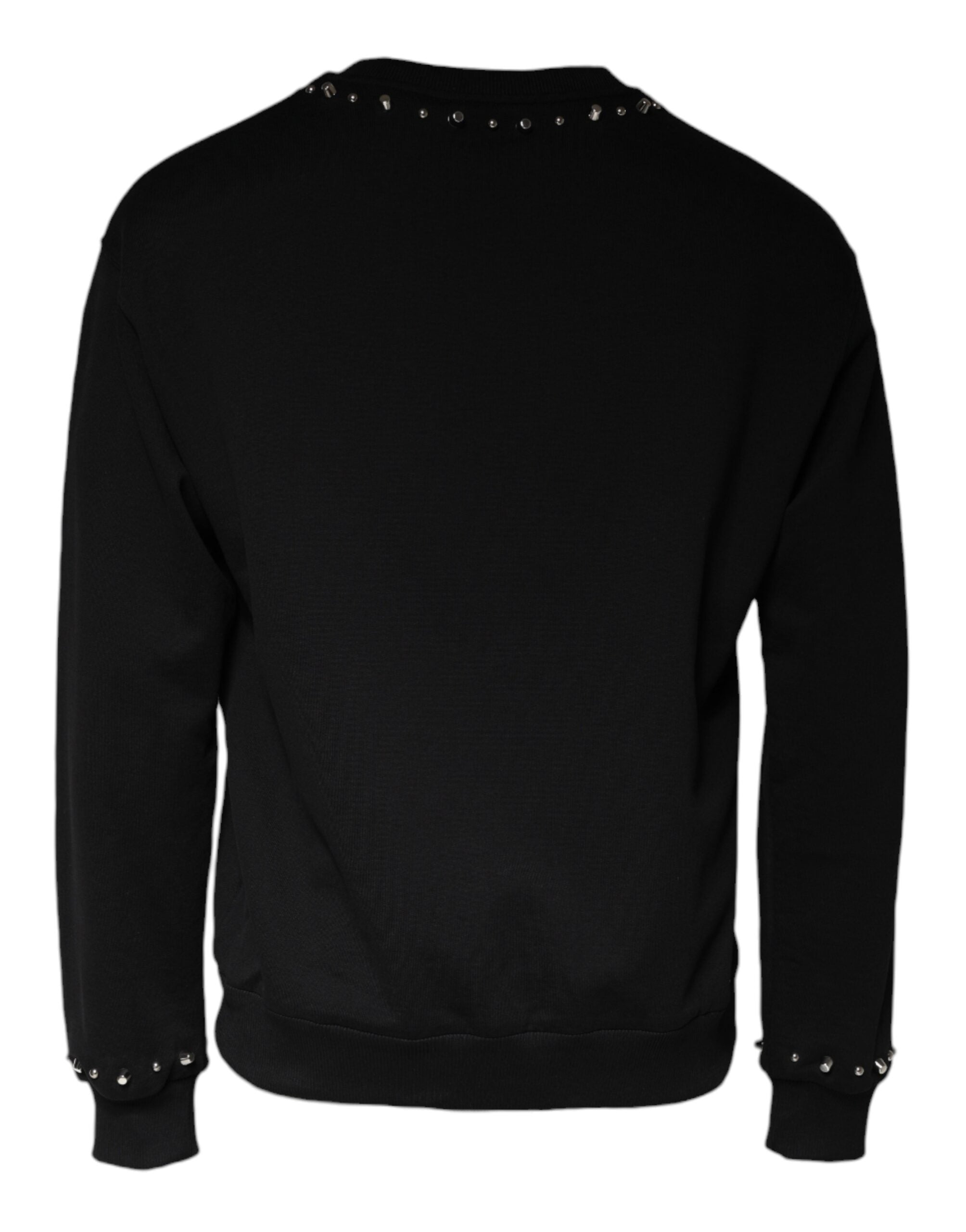 Black Logo Stud Pullover Sweatshirt Sweater - ventzia