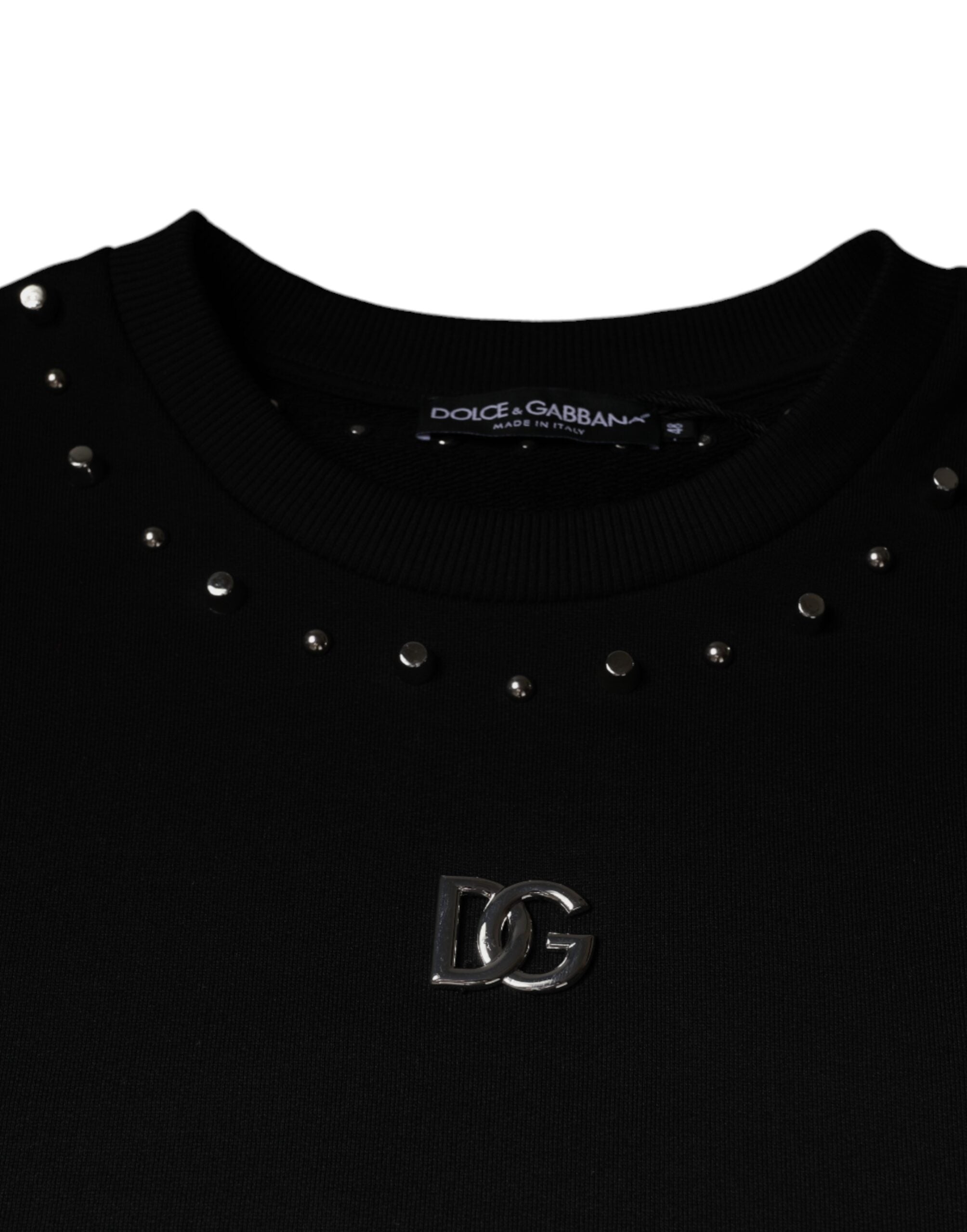 Black Logo Stud Pullover Sweatshirt Sweater - ventzia