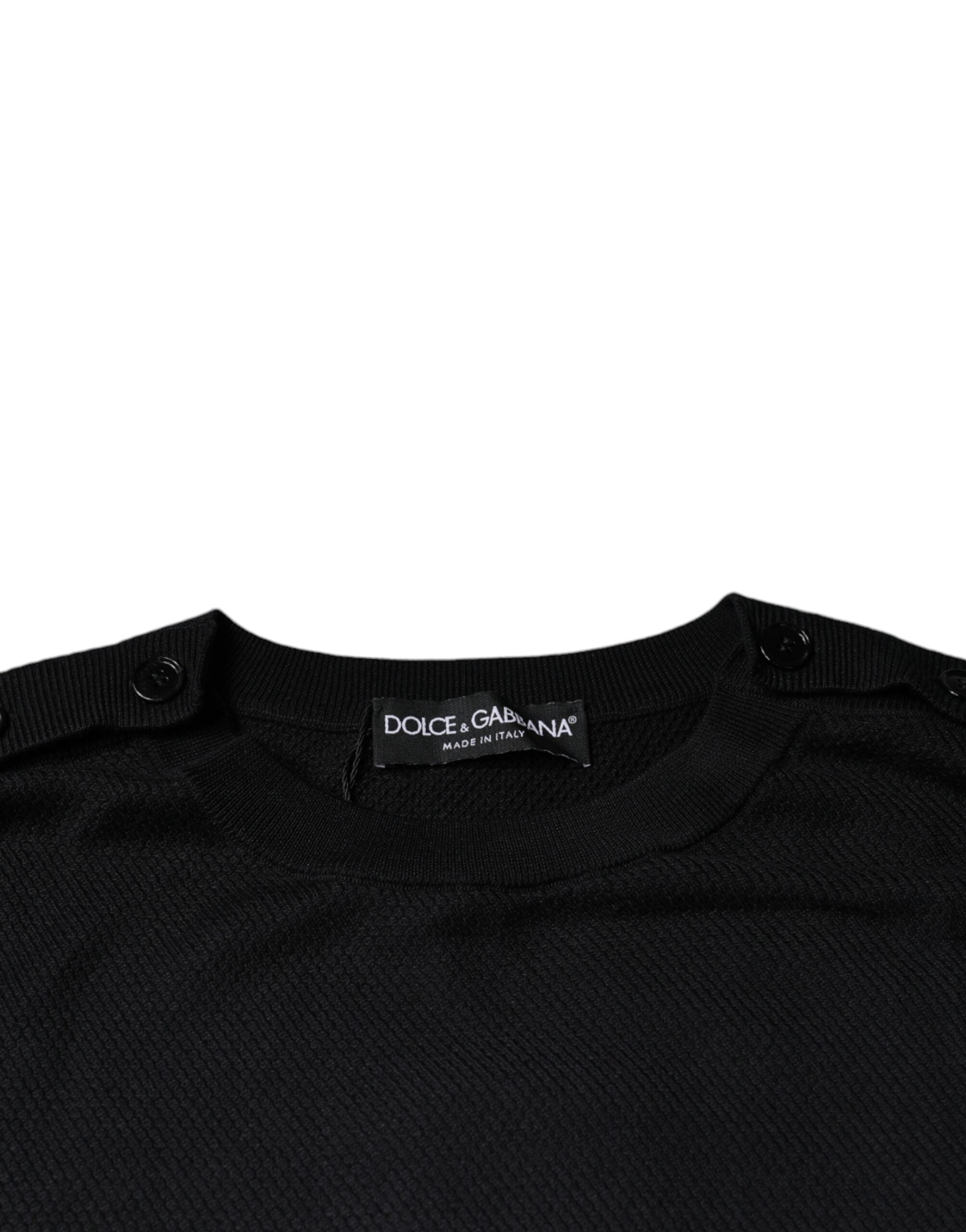 Black Long Sleeve Crew Neck Pullover Sweater - ventzia