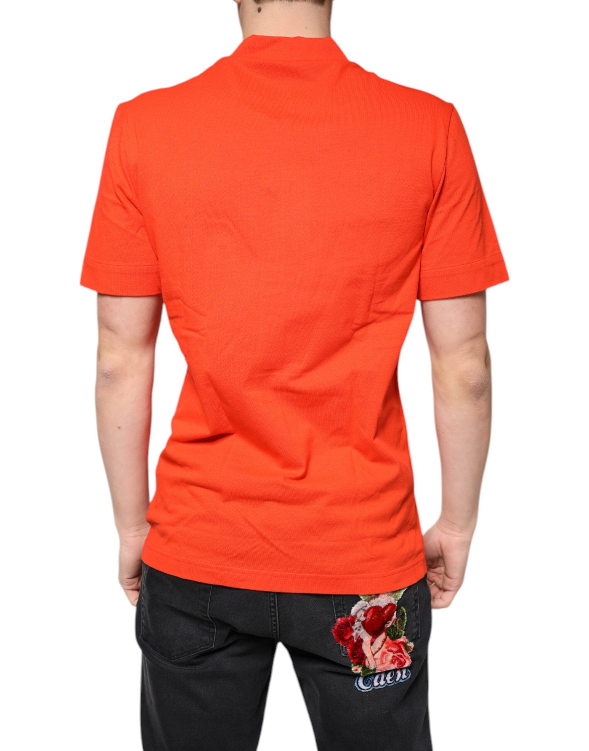 Orange Cotton Button Down Casual Polo Shirt - ventzia