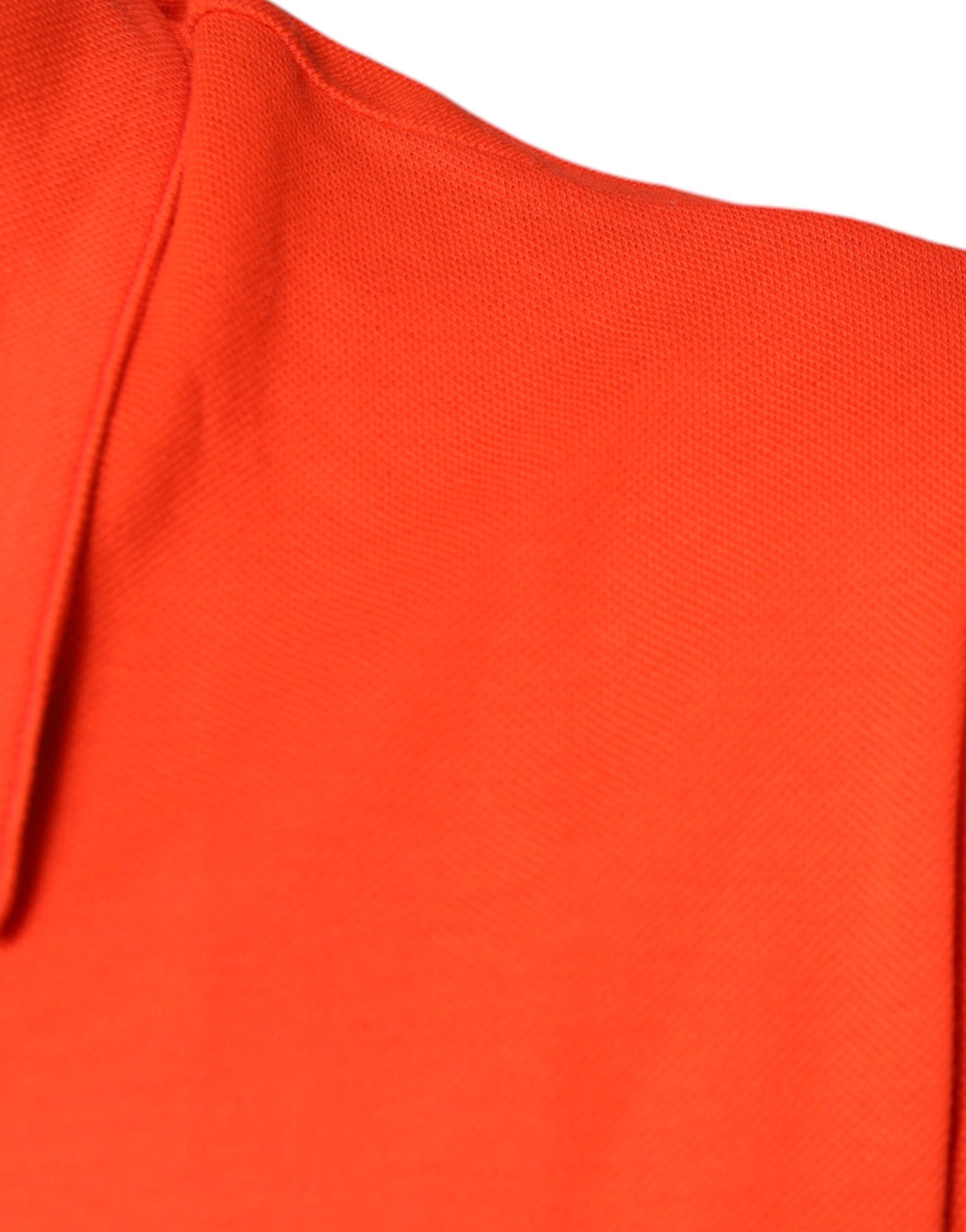 Orange Cotton Button Down Casual Polo Shirt - ventzia