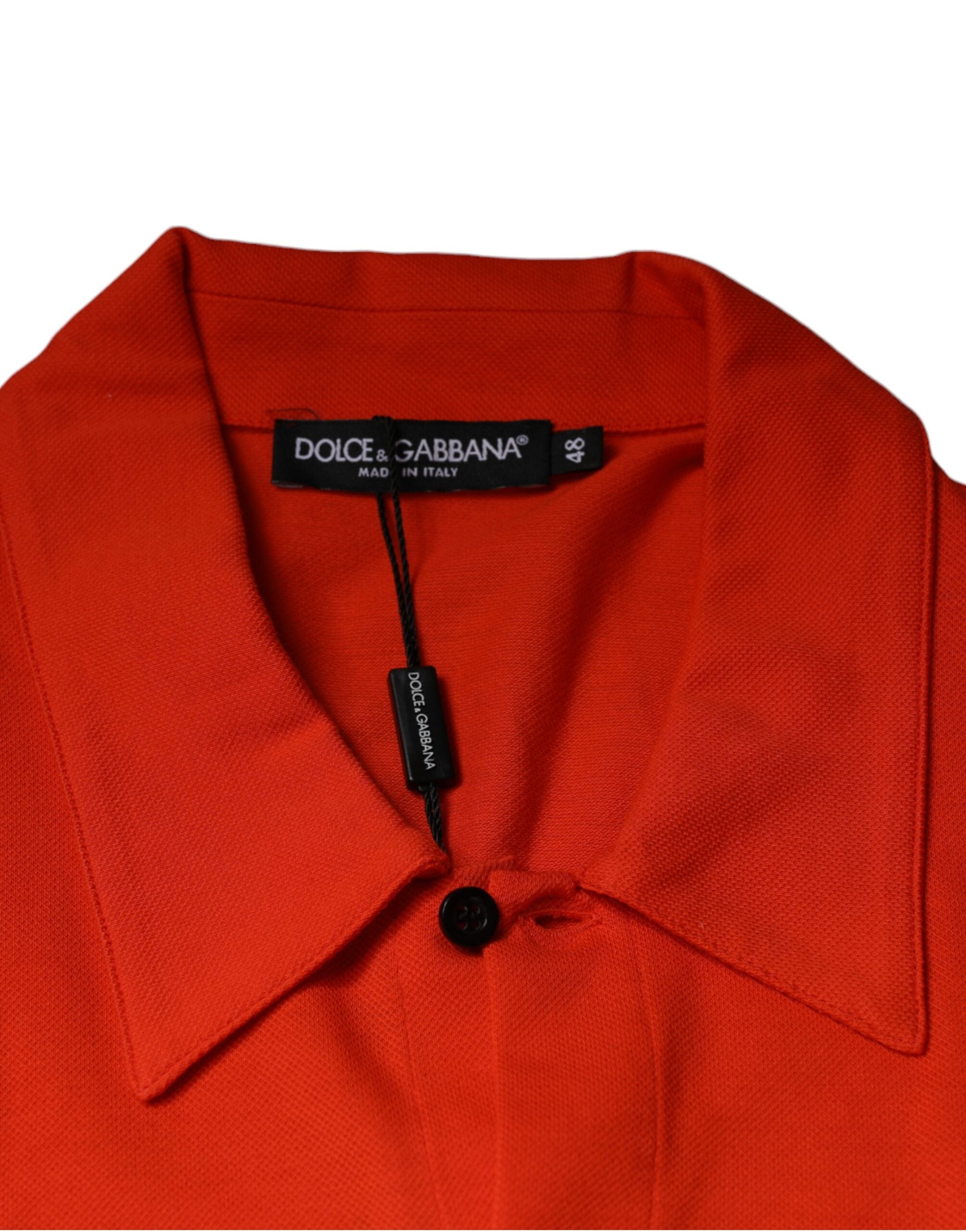 Orange Cotton Button Down Casual Polo Shirt - ventzia