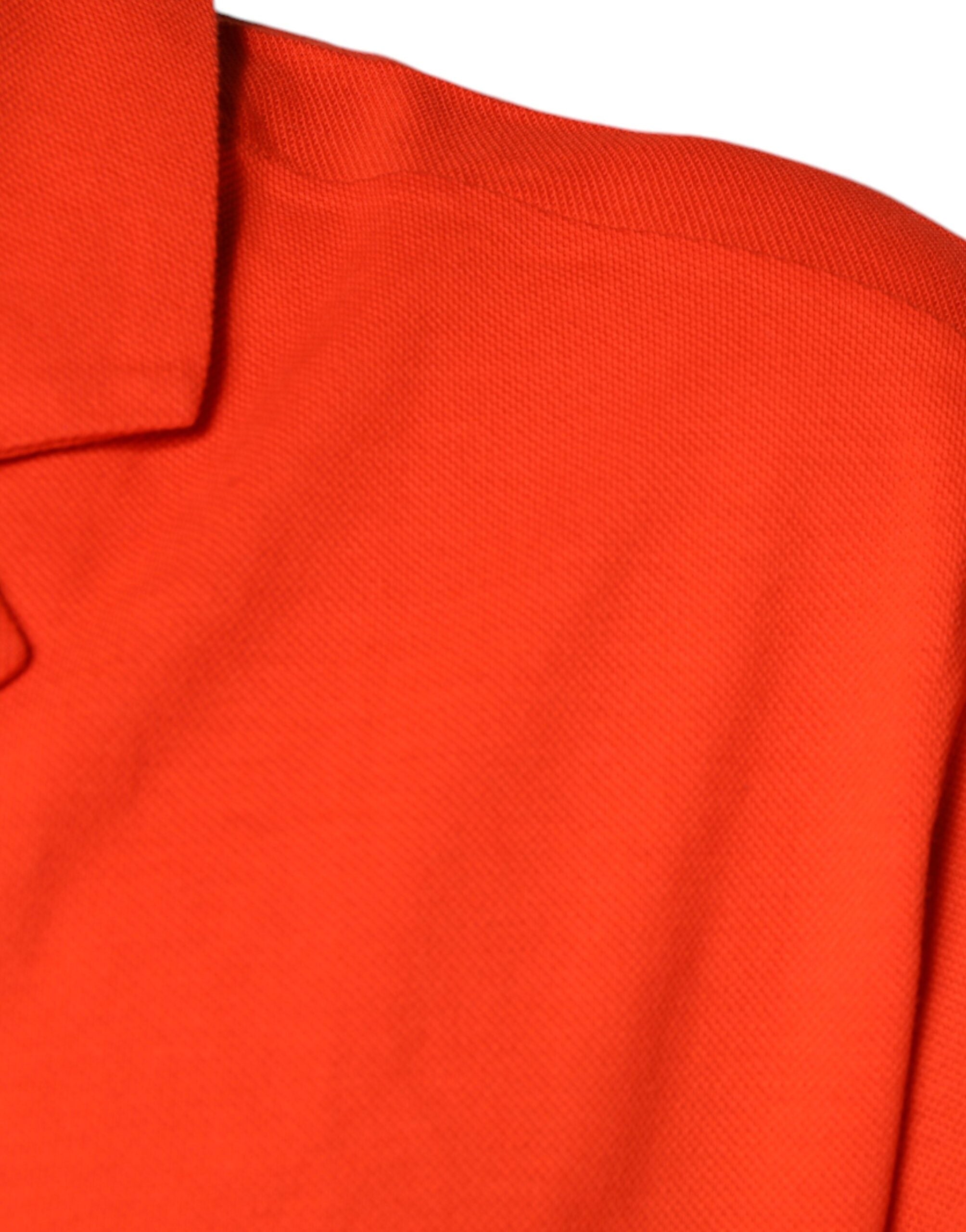 Orange Cotton Button Down Casual Polo Shirt - ventzia