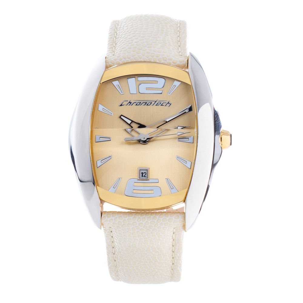 Beige Leather Dress Watch - ventzia