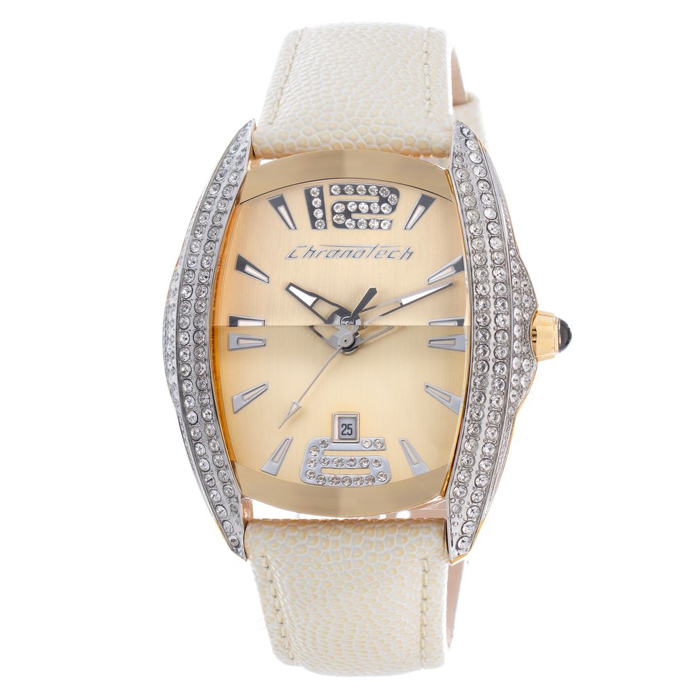 Beige Leather Dress Watch - ventzia