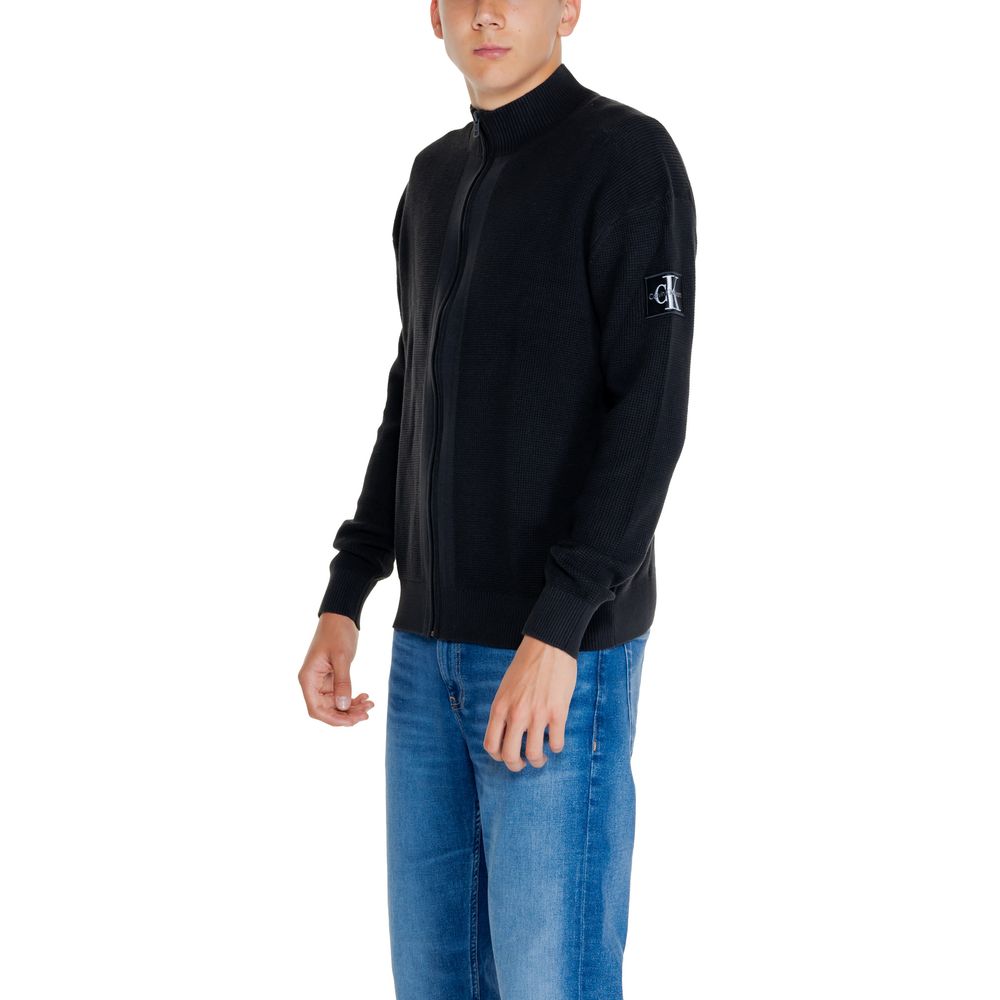 Black Recycled Cotton Cardigan - ventzia