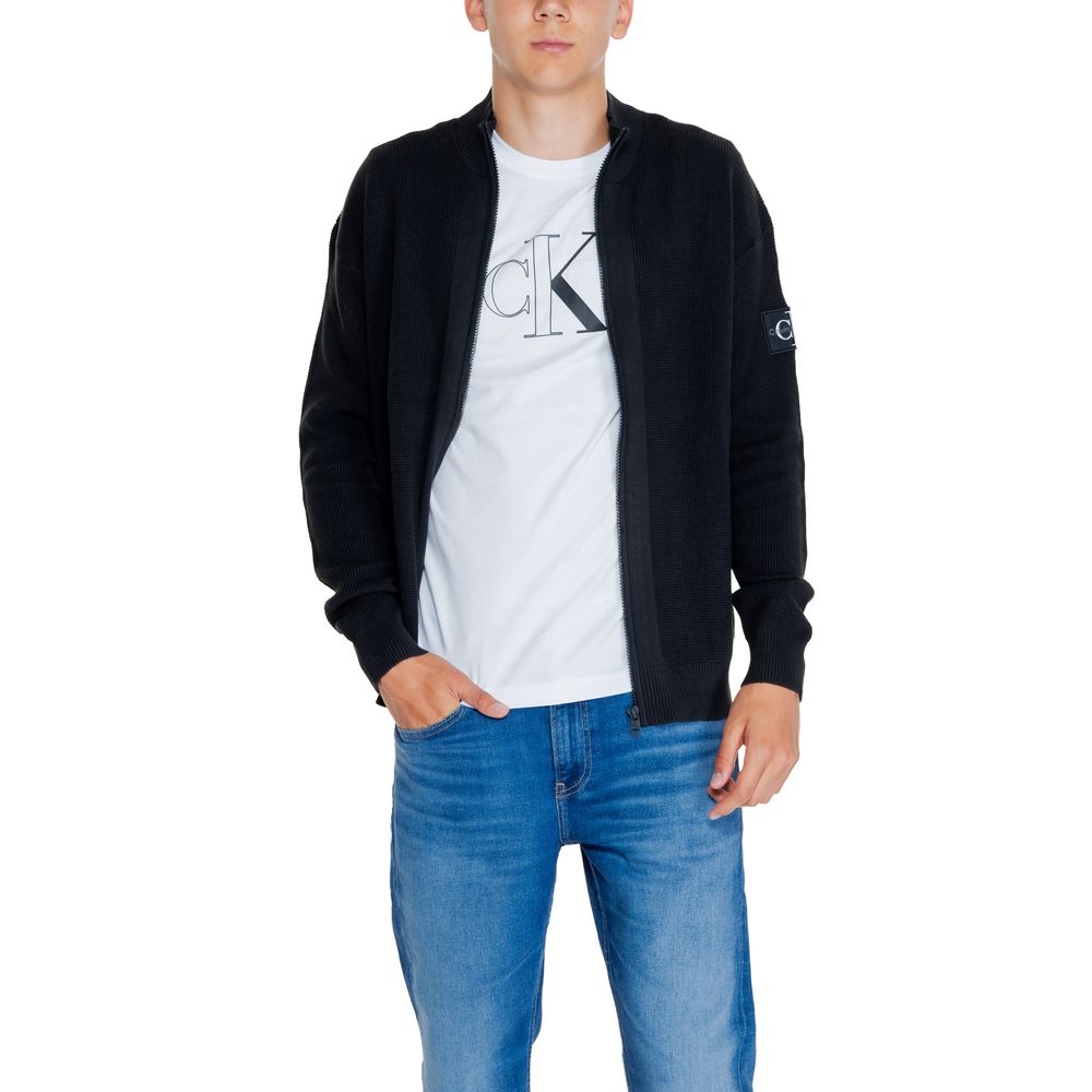 Black Recycled Cotton Cardigan - ventzia