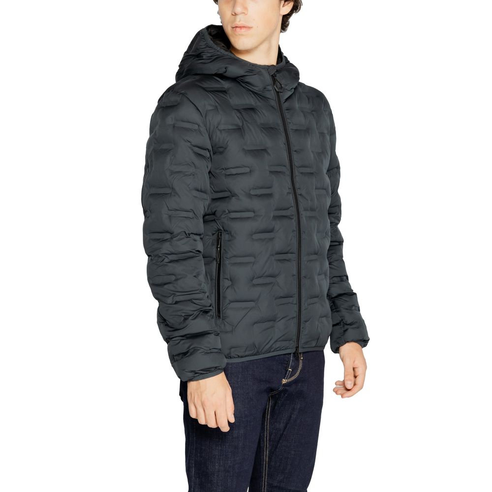 Blue Polyester Full-Length Jacket - ventzia