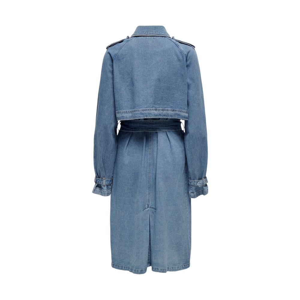 Blue Cotton Trench Coat - ventzia