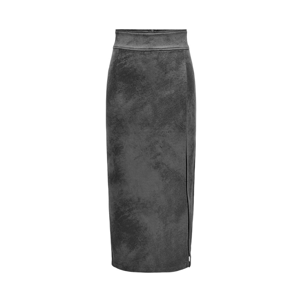 Gray Artificial Leather Skirt - ventzia