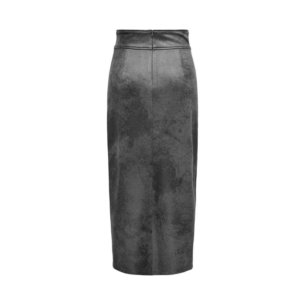 Gray Artificial Leather Skirt - ventzia