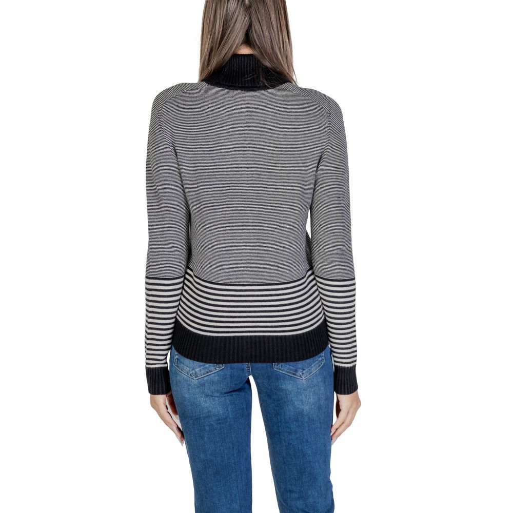 Black And White Viscose Turtleneck
