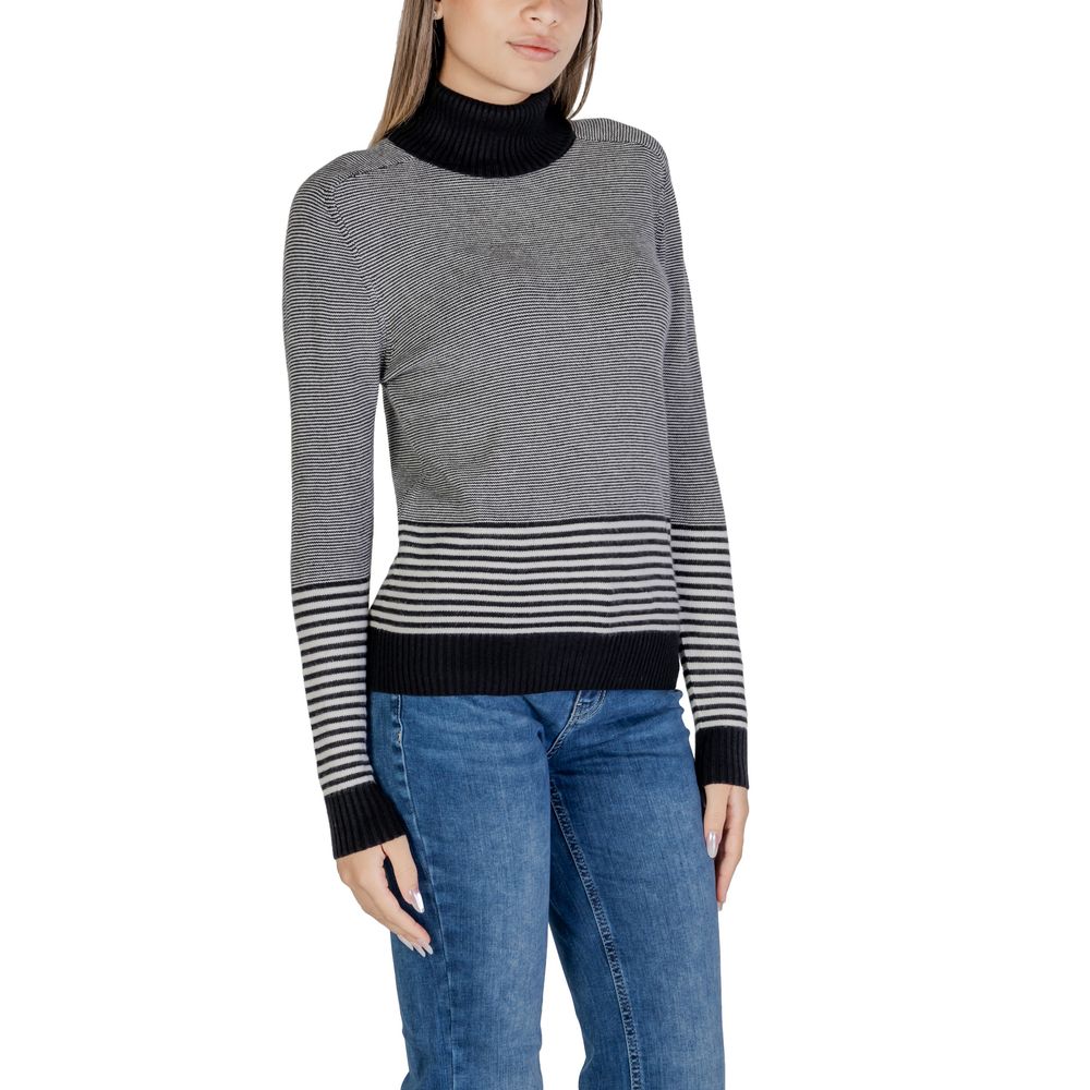 Black And White Viscose Turtleneck
