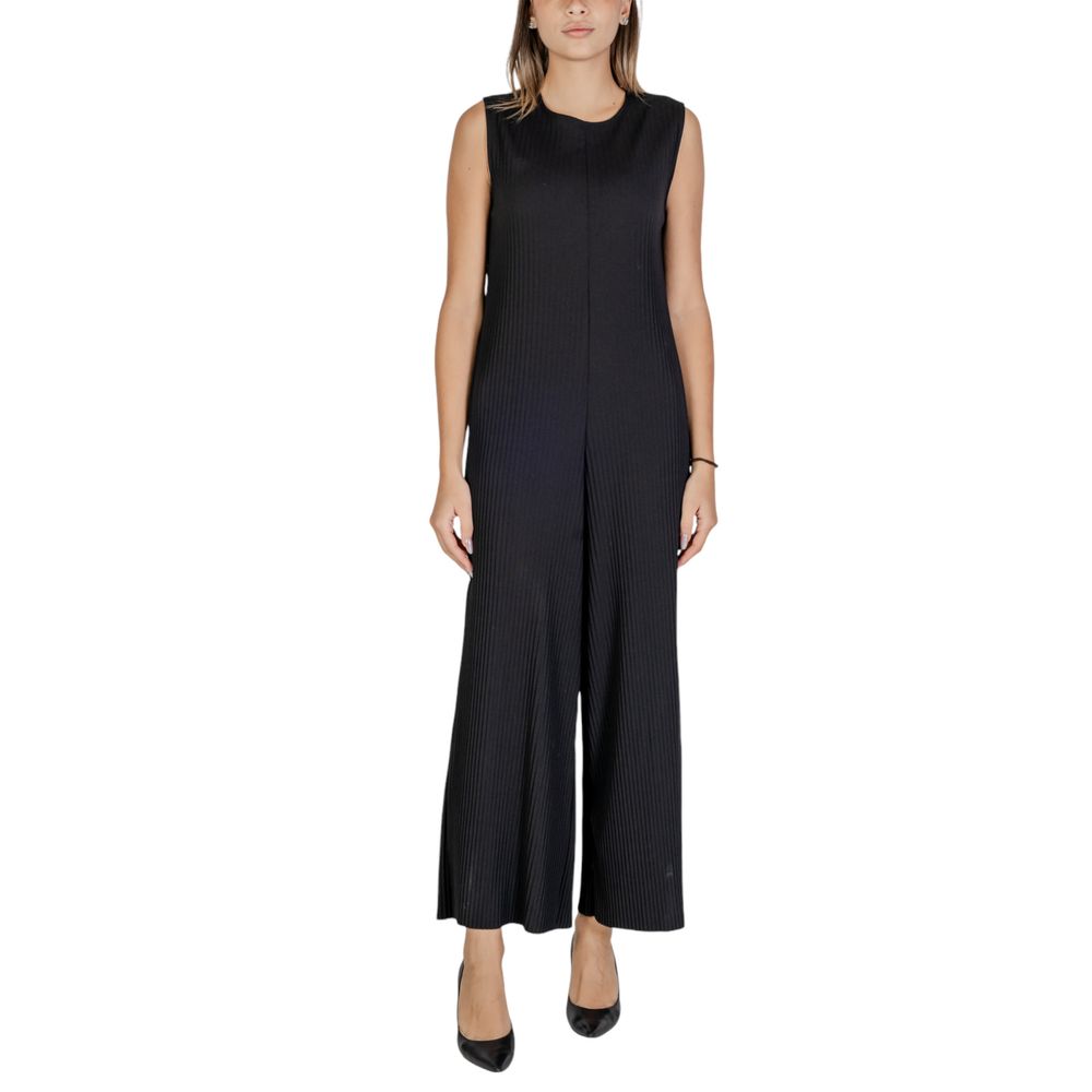 Black Polyester Rompers - ventzia
