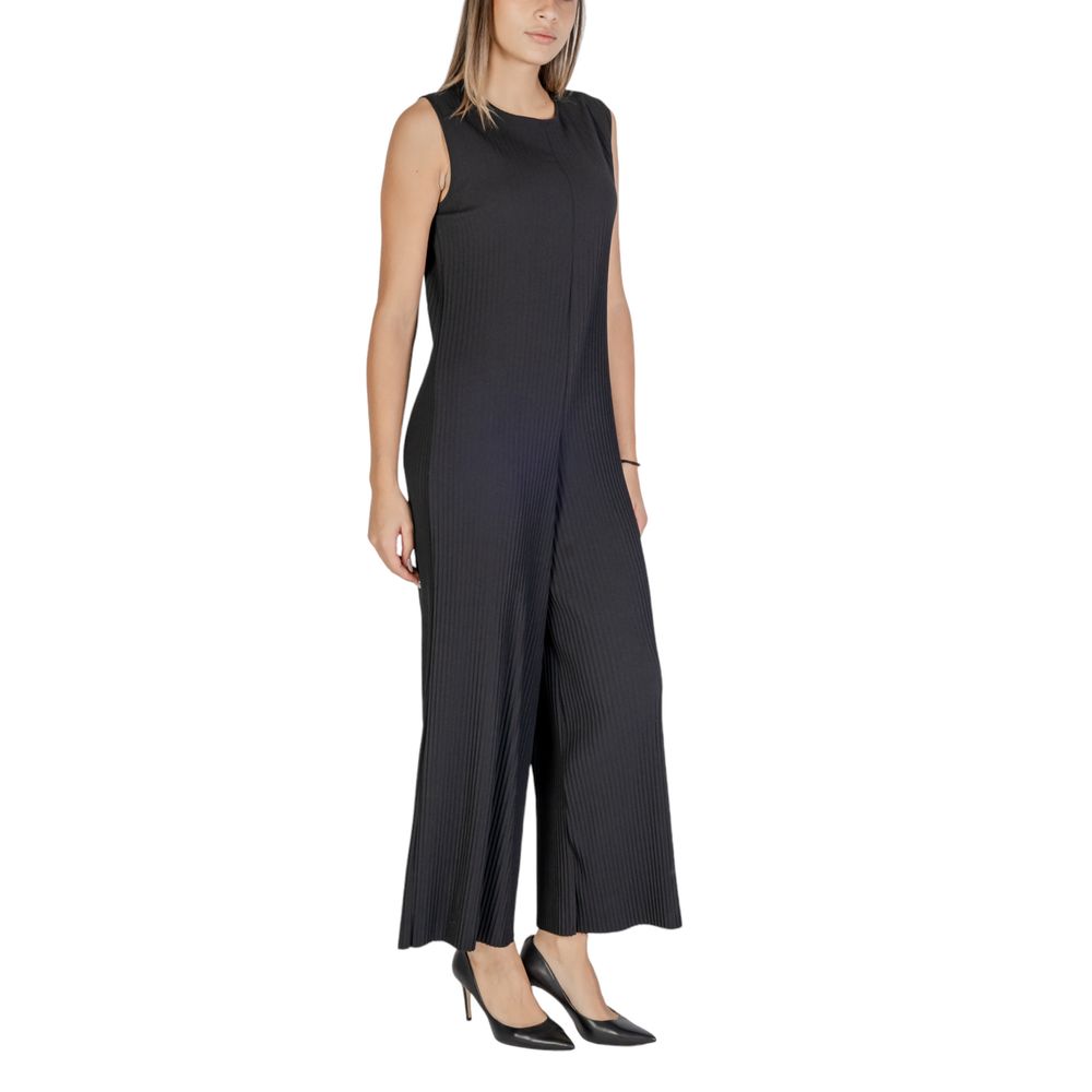 Black Polyester Rompers - ventzia