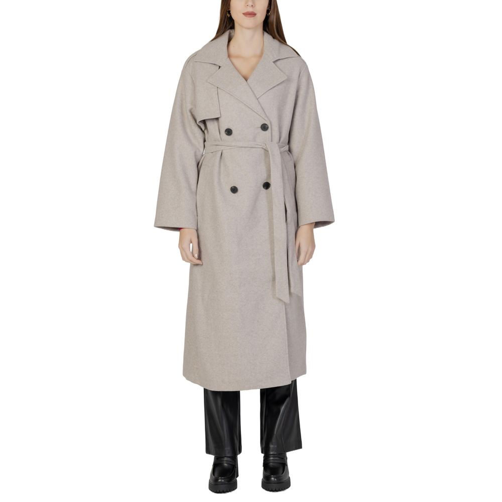 Beige Polyester Coat - ventzia