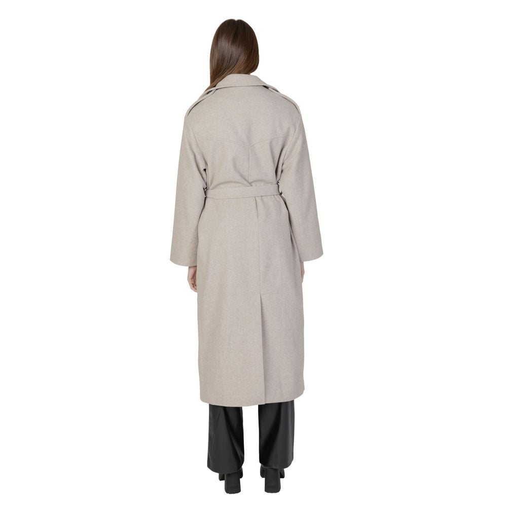 Beige Polyester Coat - ventzia